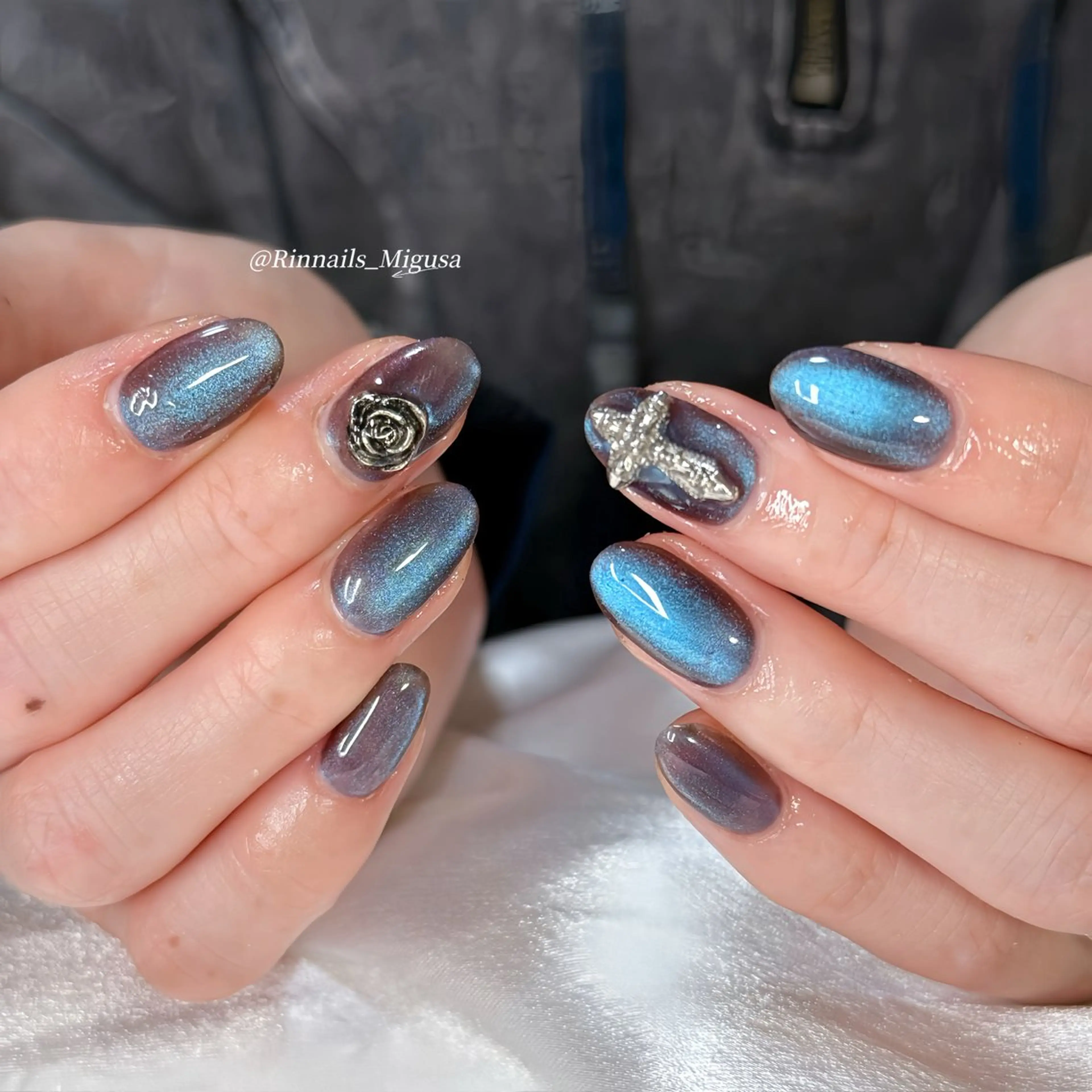 ショート ハンドネイル RIN NAILS ᥫ᭡Migusaのネイルデザイン