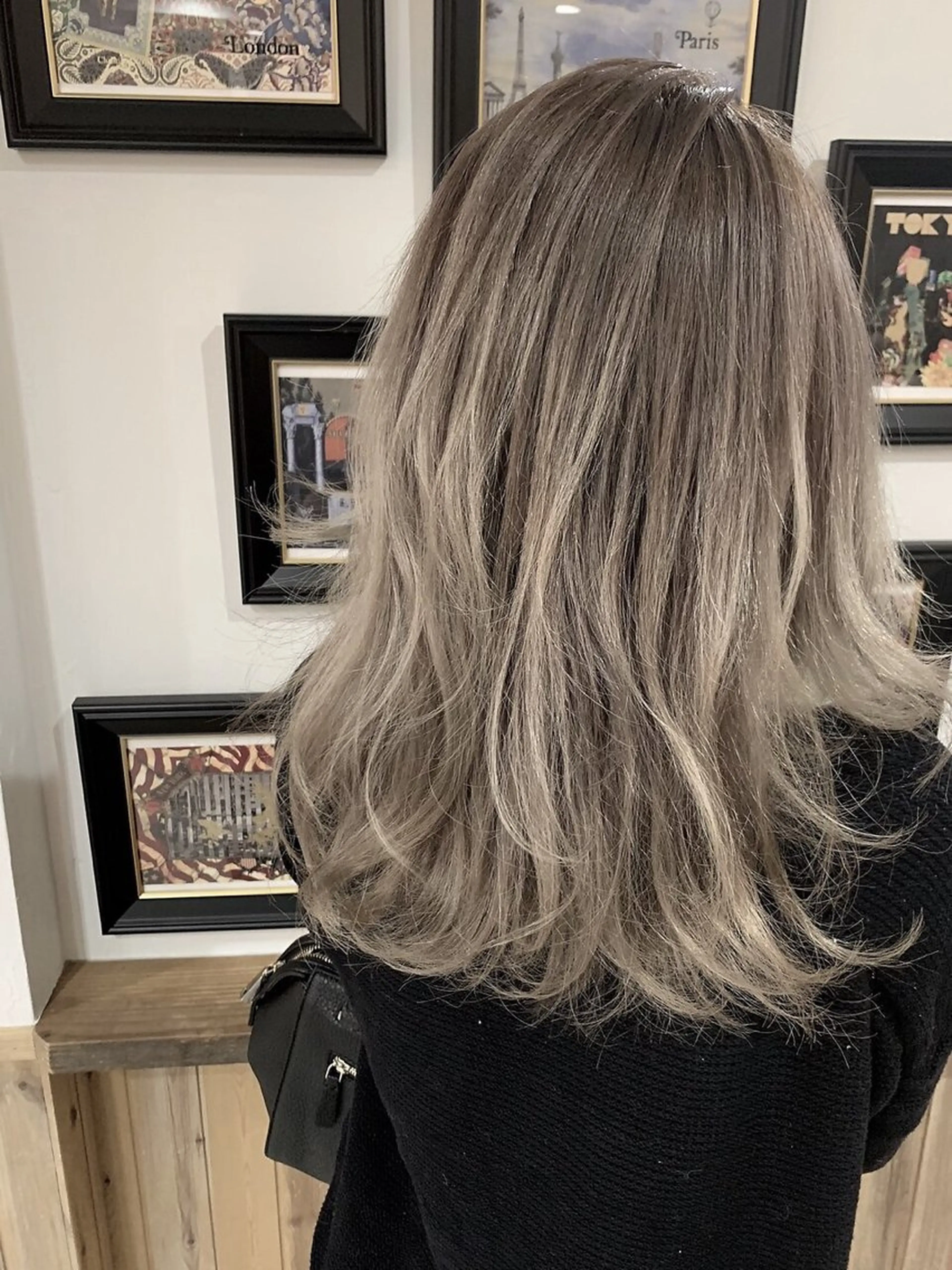 ミディアム カラー ヘアカラー トリートメント ヘアセット 吉田裕太/ハイライト ダブルカラーのヘアスタイル