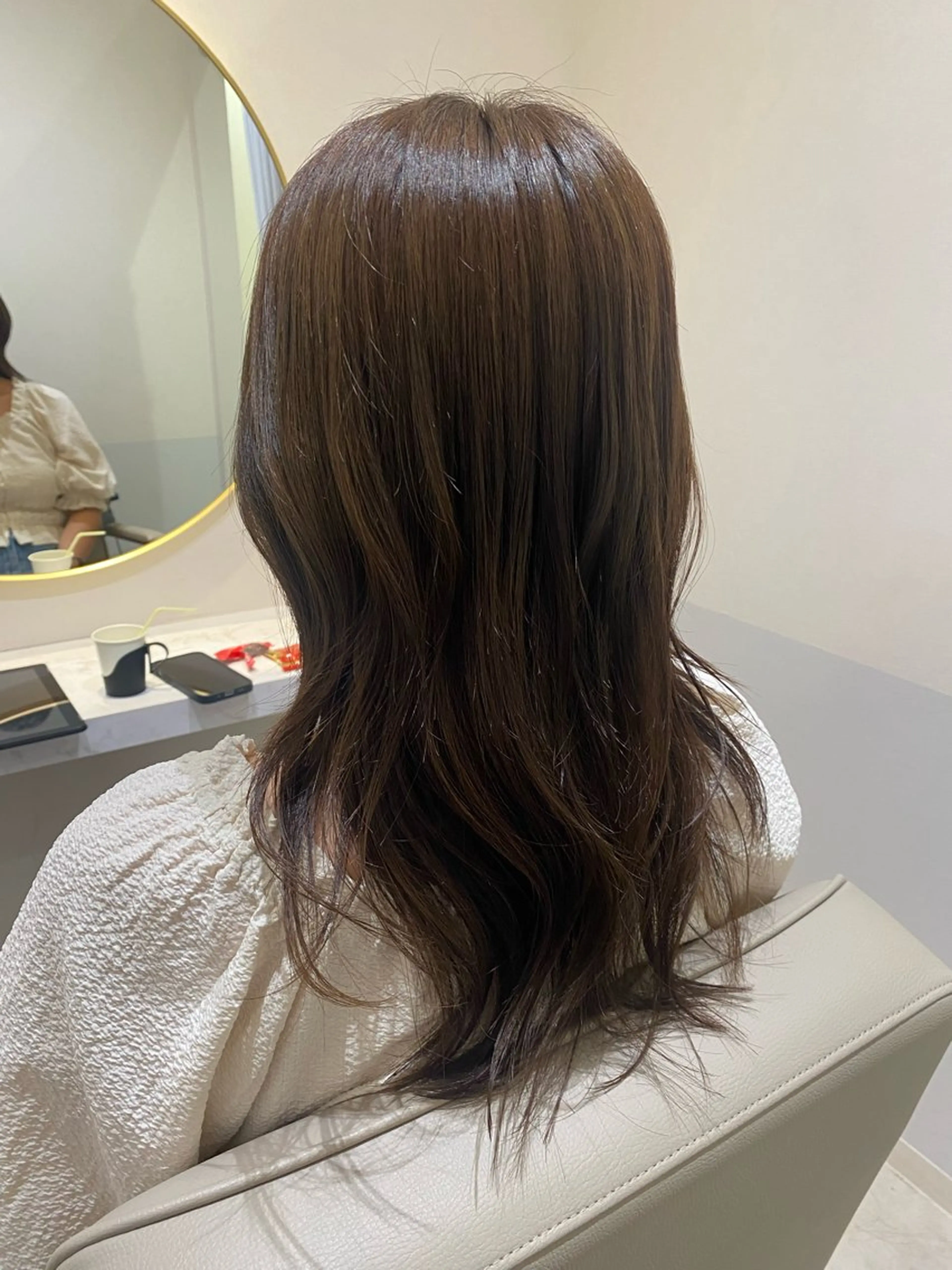 セミロング カラー ベージュカラー オリーブベージュ カット ヘアカラー 韓国ヘア・カラー 🩵SHIZUKUのヘアスタイル