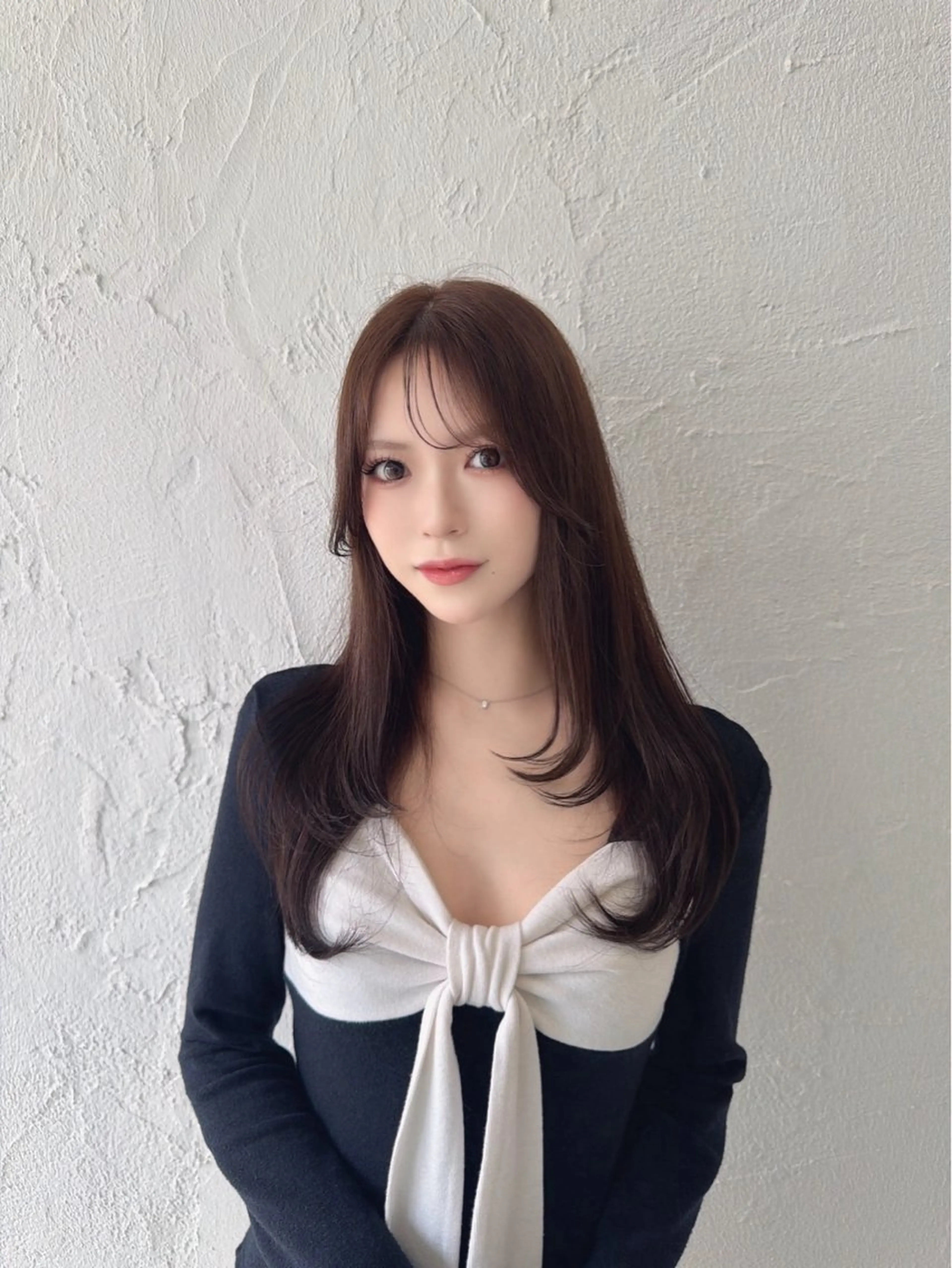 セミロング カット ヘアカラー トリートメント 🎀ツヤ髪／韓国風／ niwミレ🪽のヘアスタイル