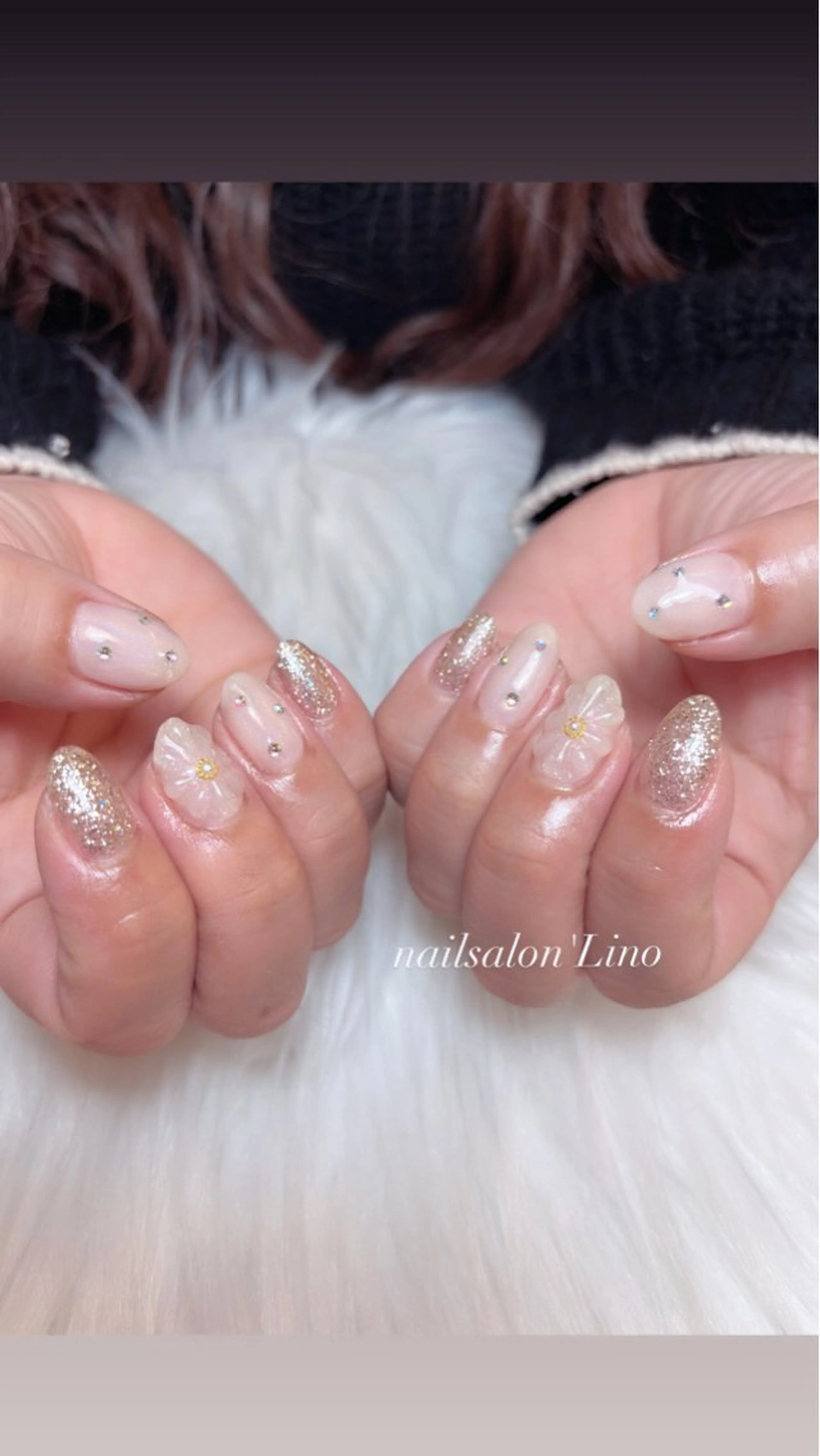 ネイル フラワーネイル キラキラネイル Lino𓂃⟡.· Chizuruのネイルデザイン
