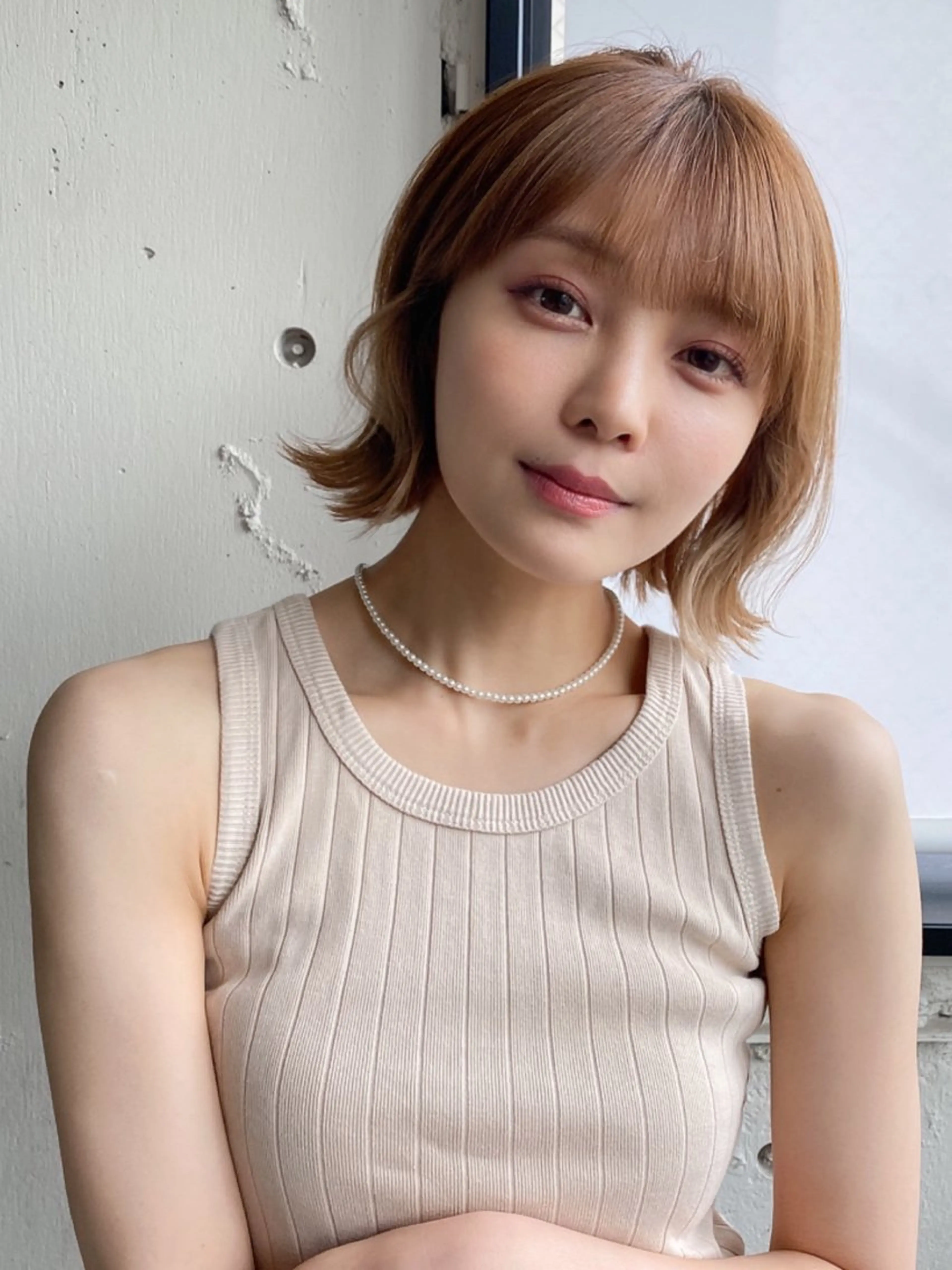 ミディアム カラー 切りっぱなしボブ ボブ カット ヘアカラー トリートメント レイヤー×髪質改善✨ 渋谷/佐藤侑哉のヘアスタイル