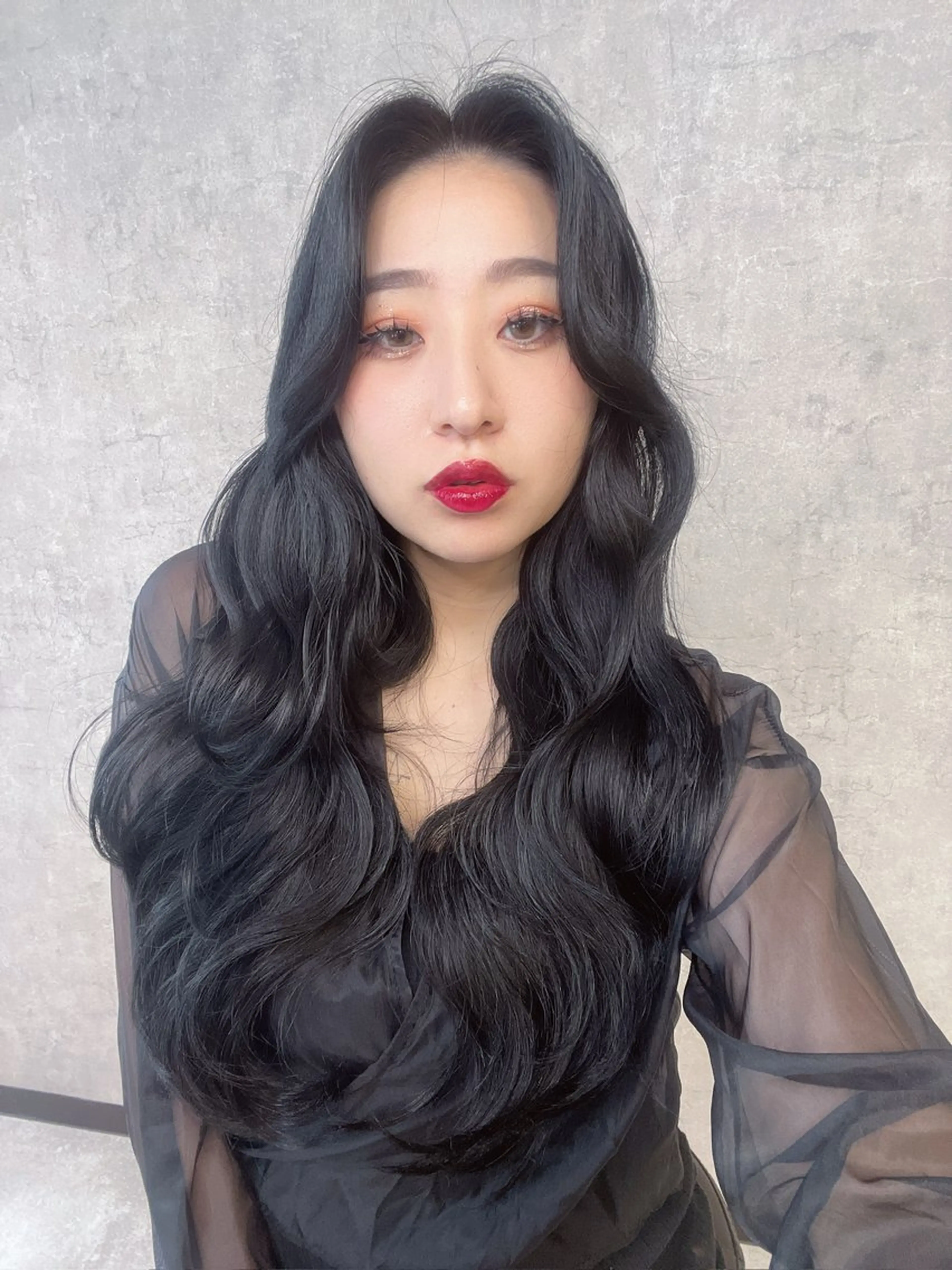 ロング 顔まわりレイヤー 顔周りカット 姫カット 髪質改善 韓国風ヘア カット ヘアカラー トリートメント トレンド韓国レイヤー 🇰🇷のんのヘアスタイル