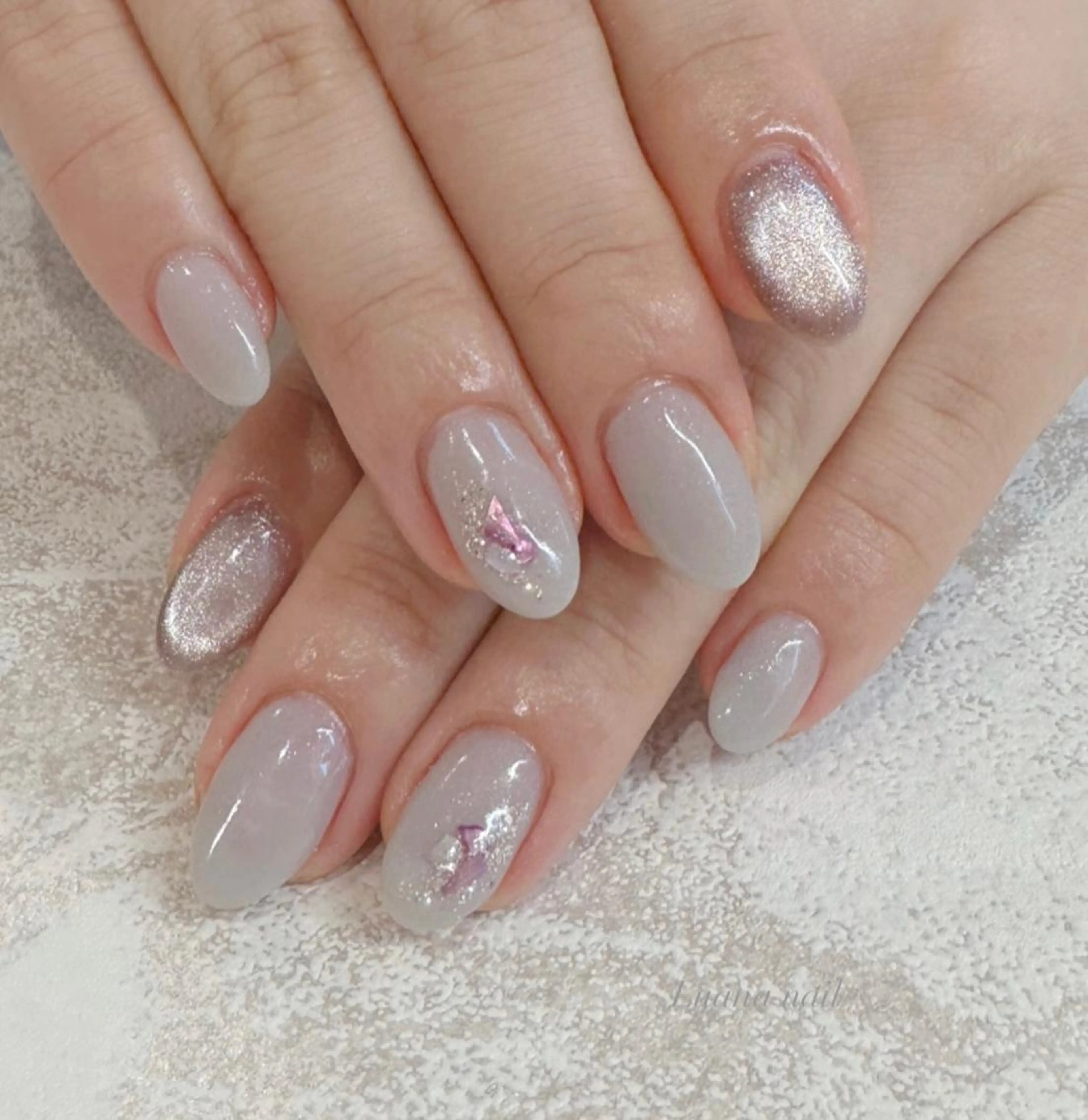 セミロング ネイル 入学式 入学式 ジェルネイル マグネットネイル オフィスネイル Luana nail (ルアナネイル)のネイルデザイン
