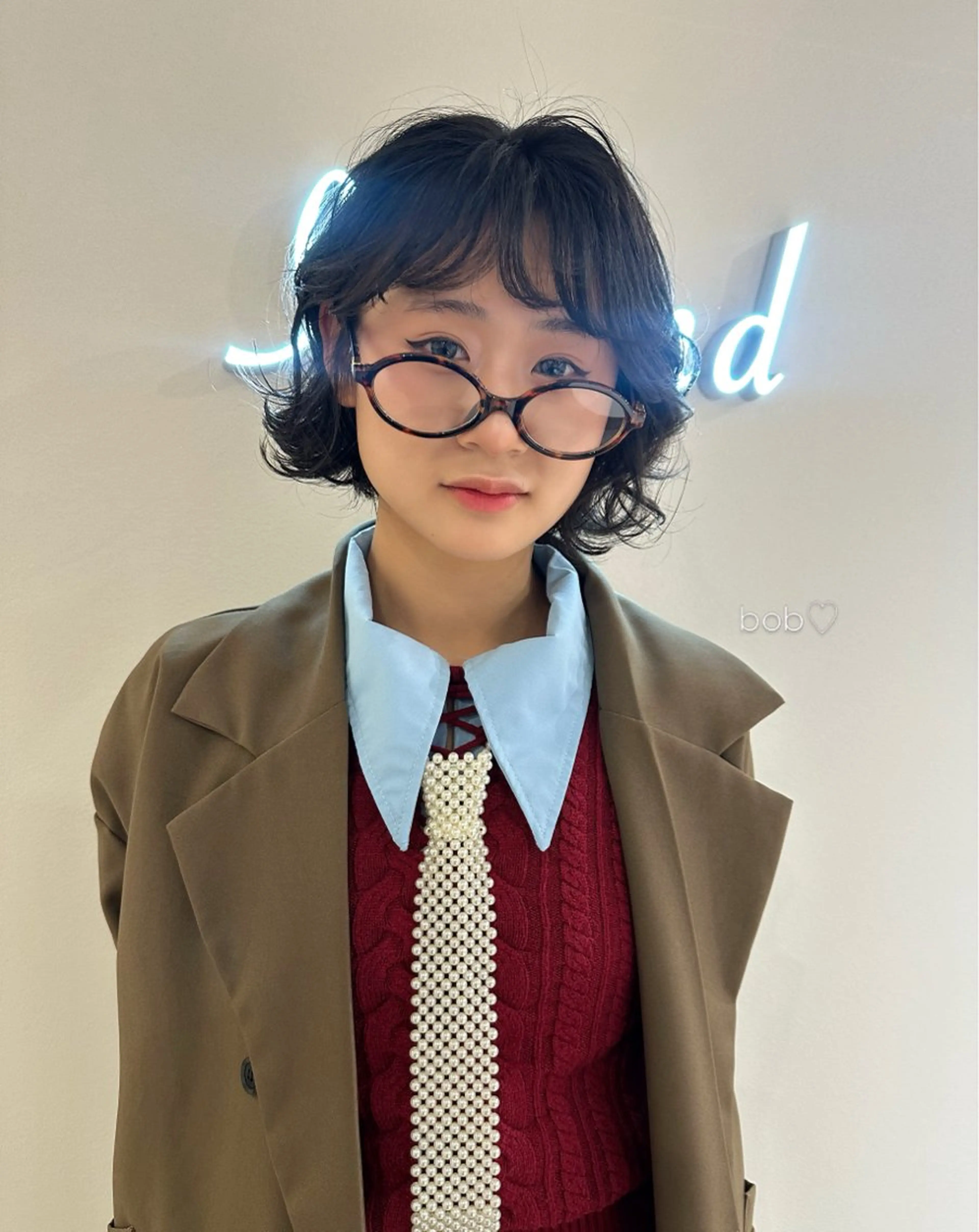 ショート ボブレイヤー ボブ 顔まわりレイヤー レイヤーカット NAKAHARA TSUKUSHIのヘアスタイル