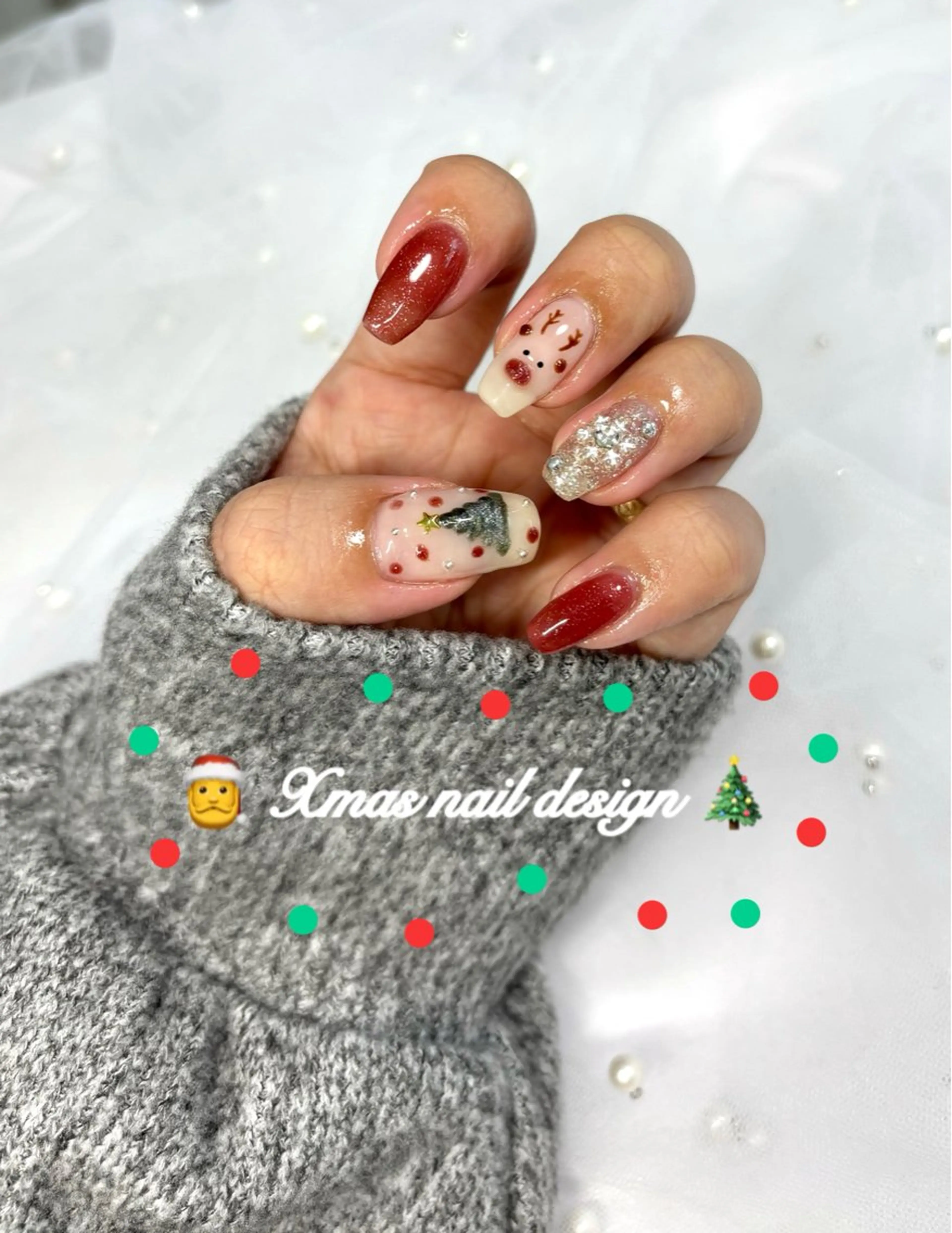 ネイル 冬ネイル クリスマス ハンドネイル nonno. icaのネイルデザイン