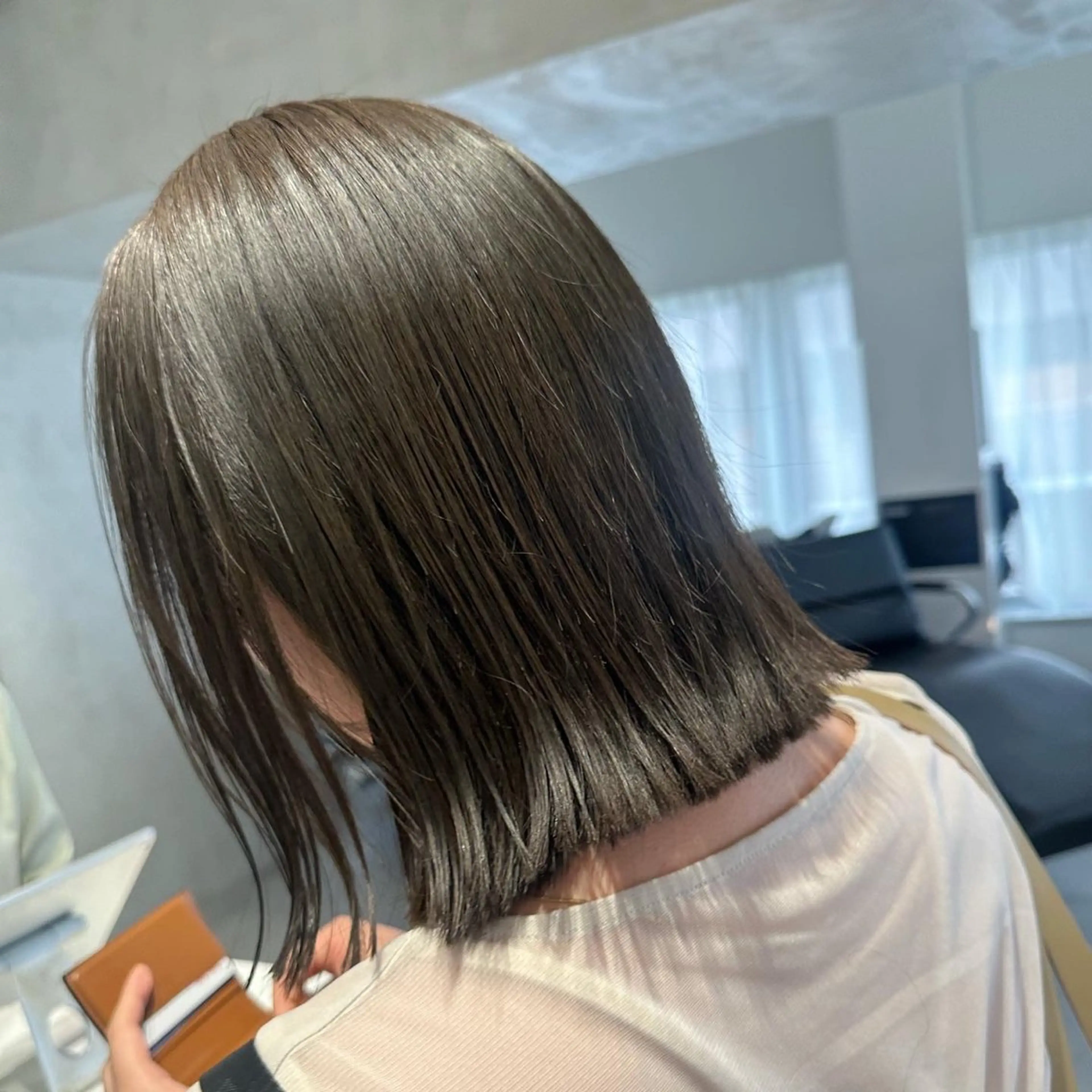 ミディアム カラー ヘアアレンジ 透明感カラー オリーブカラー ヘアカラー オリーブ透明感カラー 表参道/MIKUのヘアスタイル