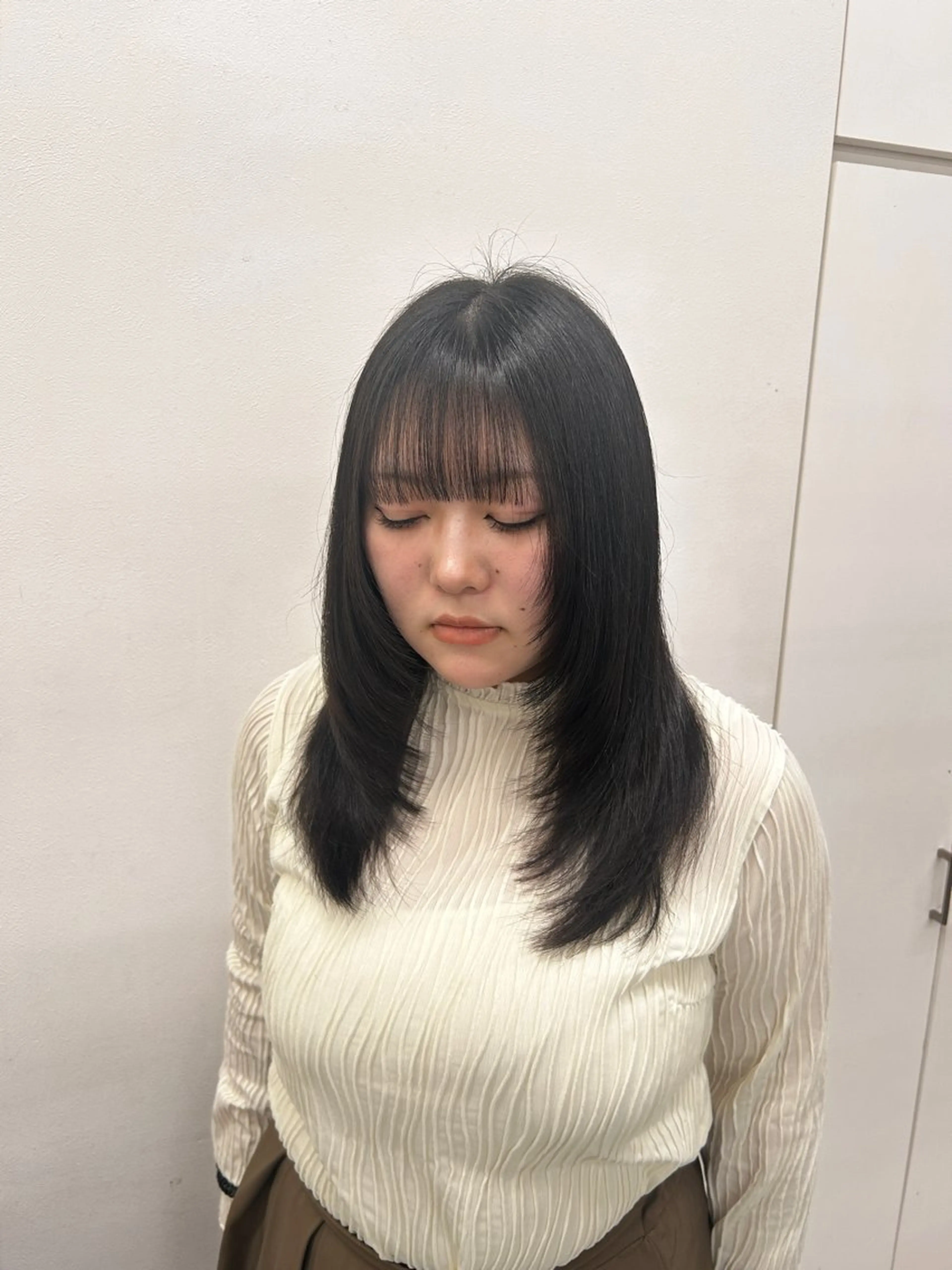 セミロング カット トリートメント ヘッドスパ ヘアセット 🥯縮毛/レイヤー/ ベージュヘア🥯のヘアスタイル