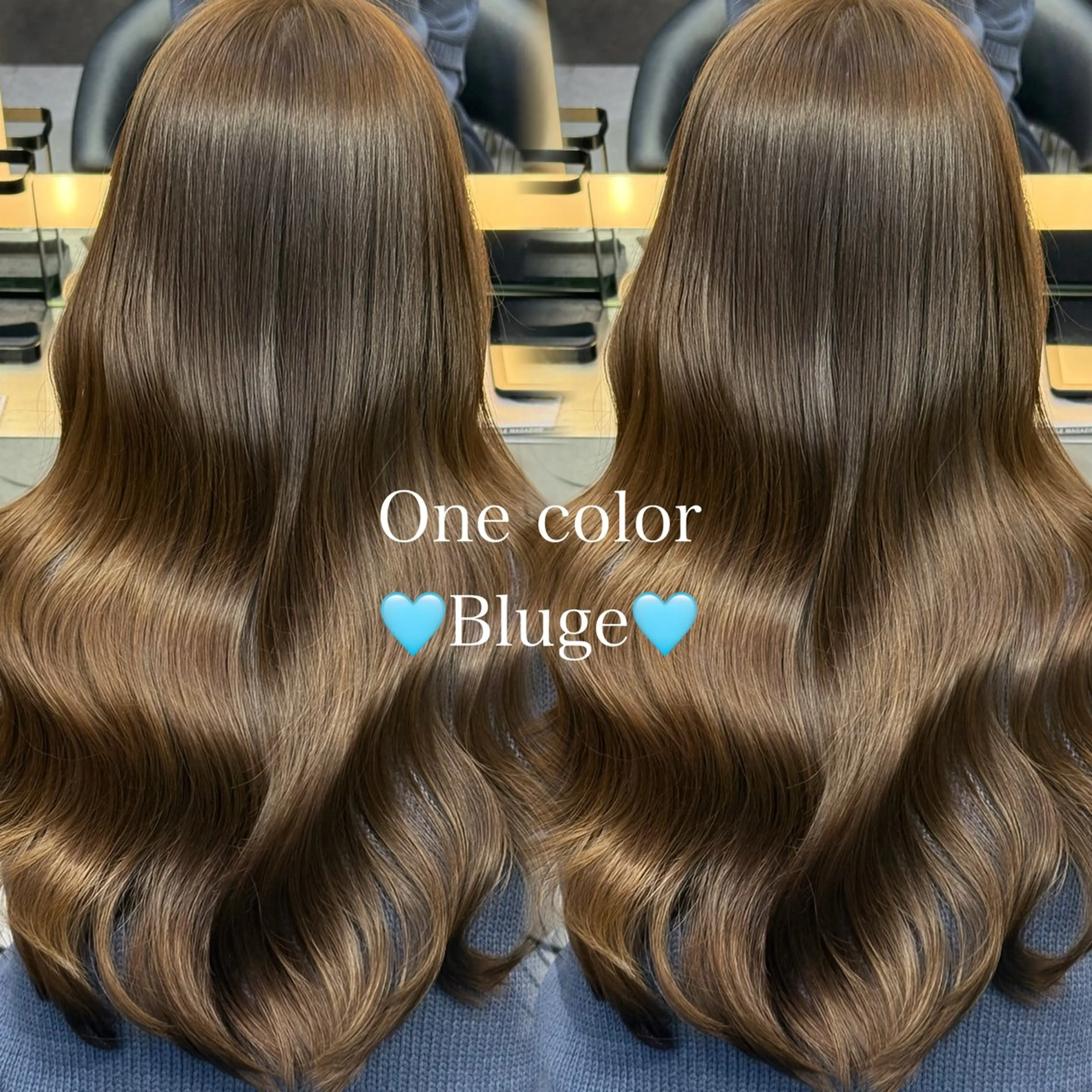 ロング カラー ブルーカラー ブルージュ オレンジ ロング カット ヘアカラー トリートメント 韓国レイヤー× 艶髪 池袋/ハナ🌷のヘアスタイル
