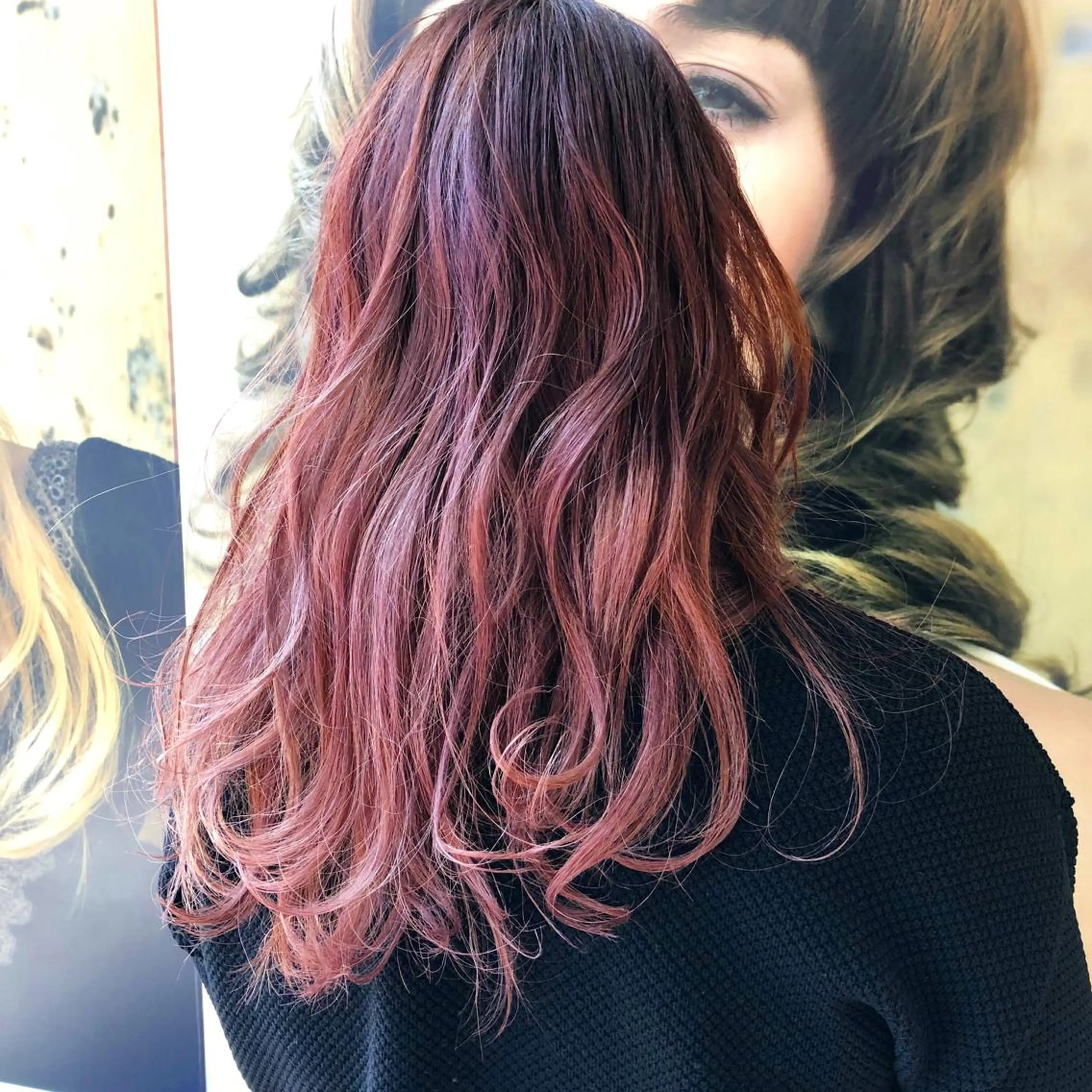 ロング カラー アッシュ ピンクカラー ピンクアッシュ 丸みショートボブ/ タッセルボブ 吉野のヘアスタイル