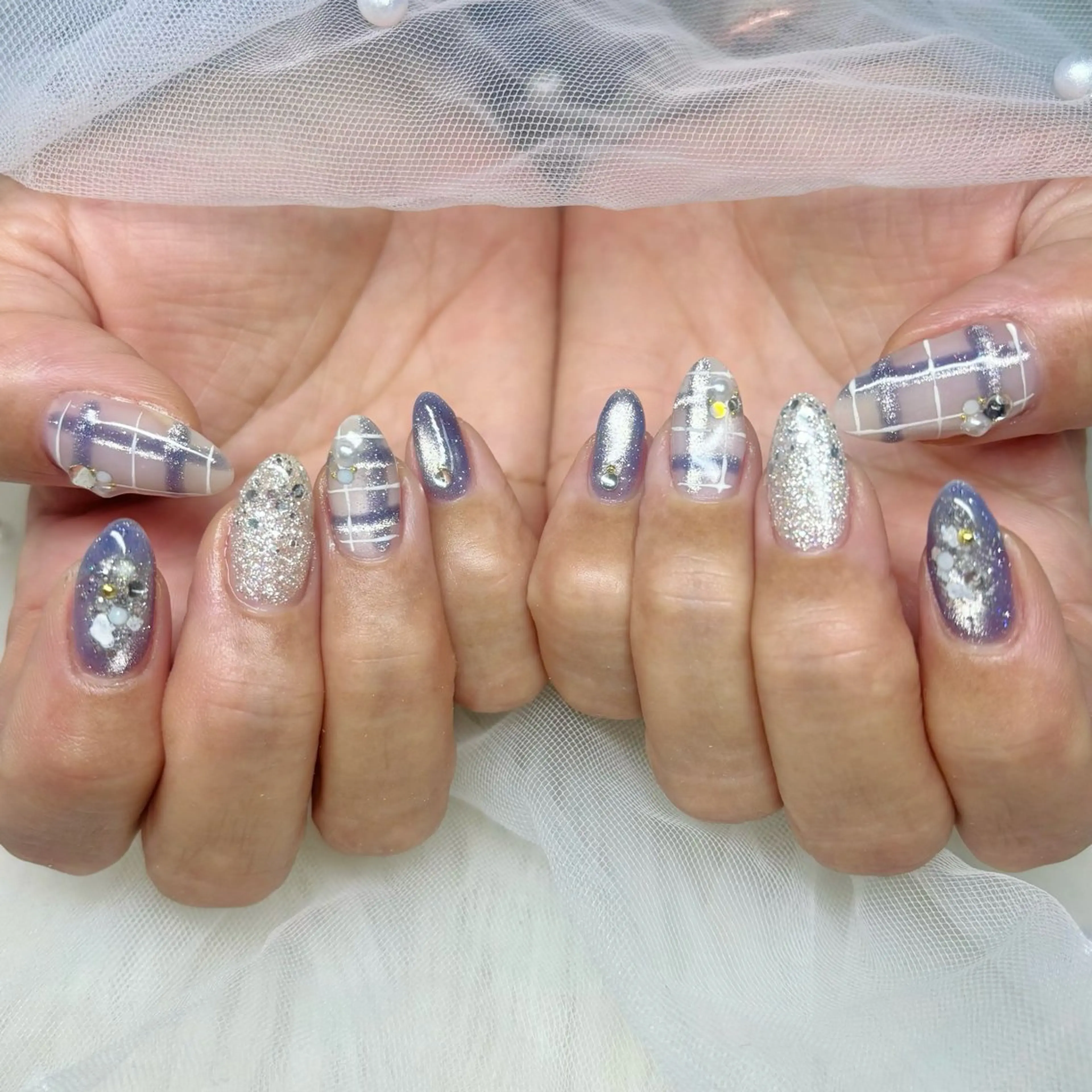 ネイル ブルー ハンドネイル Y🩵 Jasmineのネイルデザイン