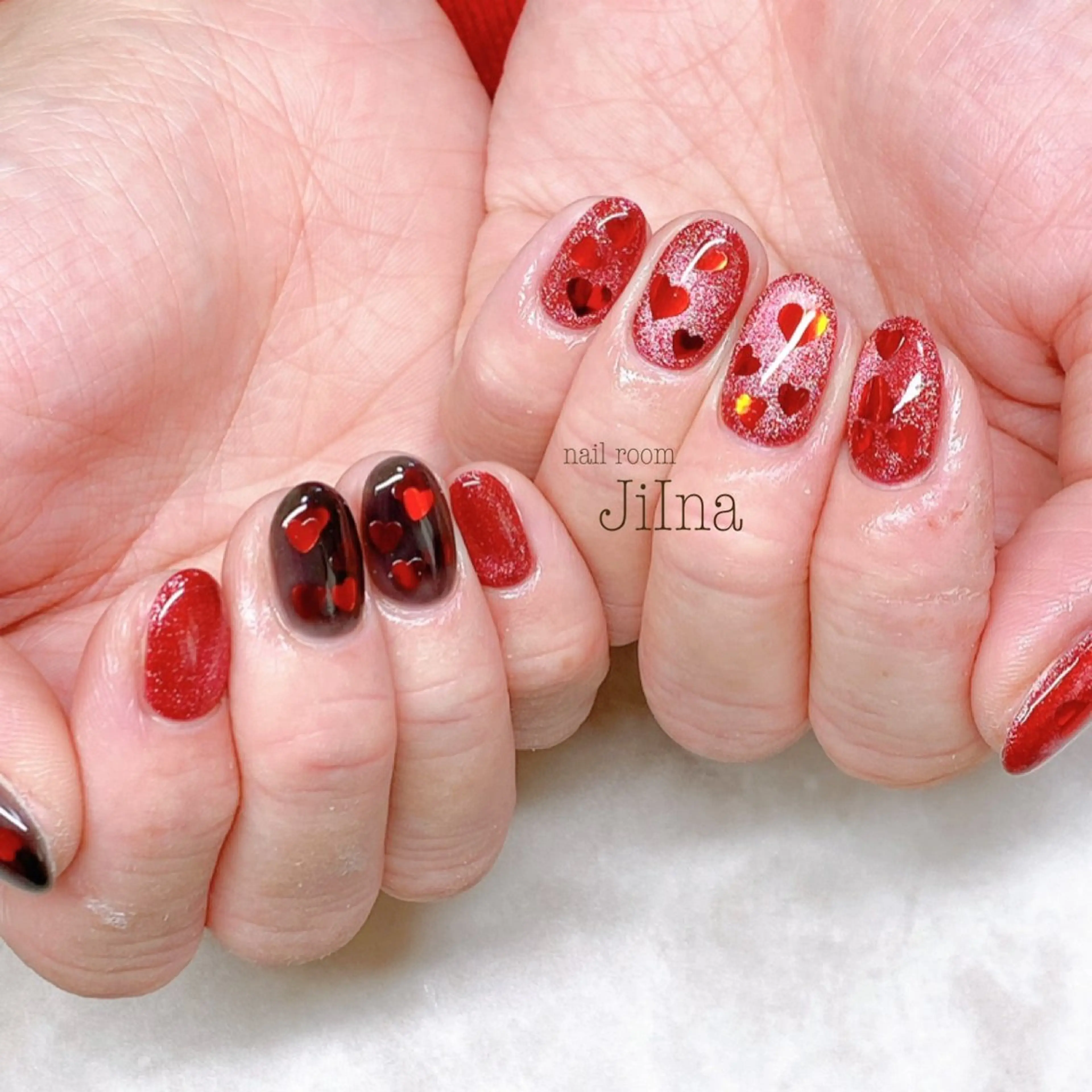 ネイル 持ち込み バレンタイン JiIna nailのネイルデザイン