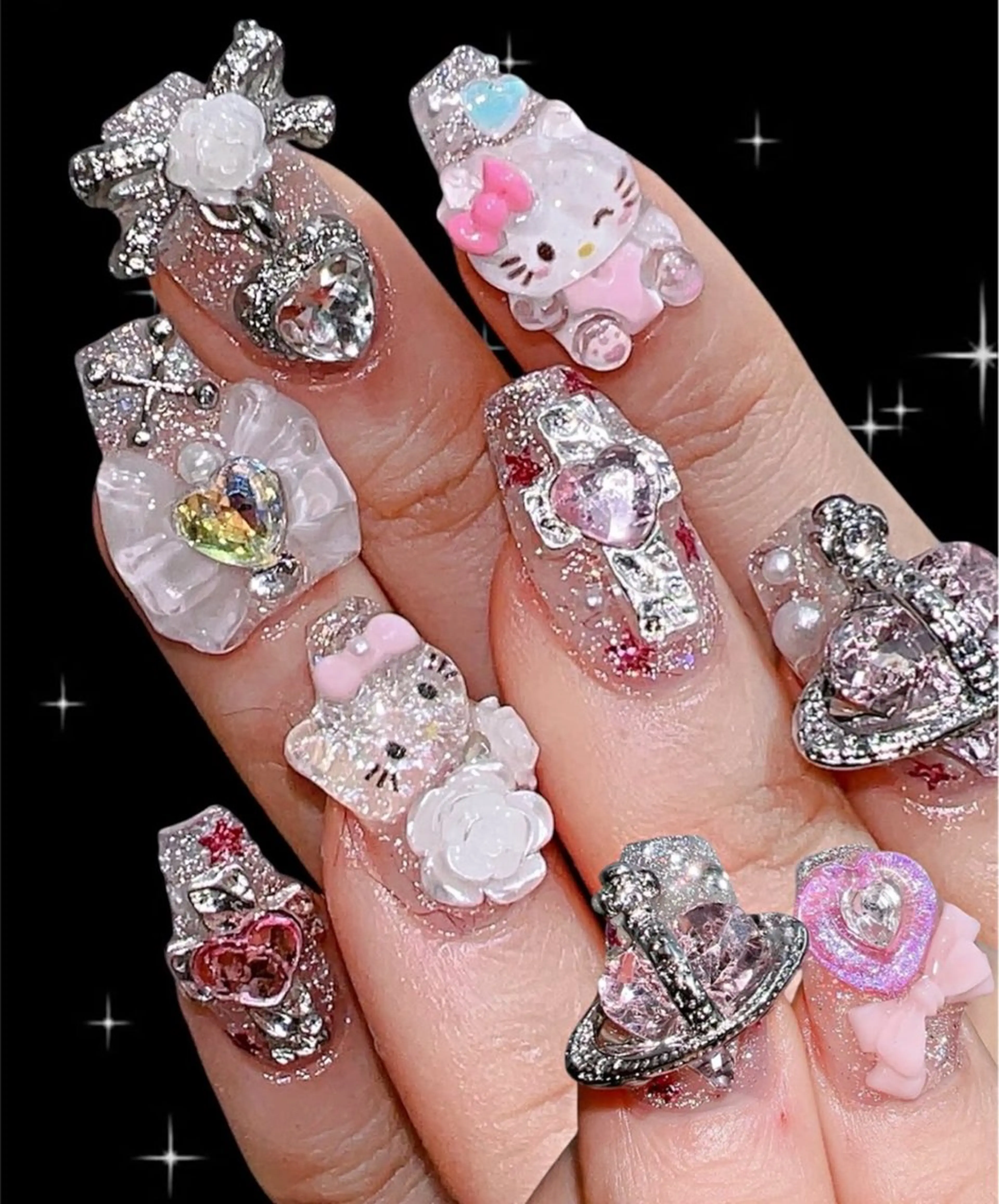 ネイル フレンチネイル ジェルネイル ガラスフレンチ ハロウィン ハート H.baby Nail Salonのネイルデザイン