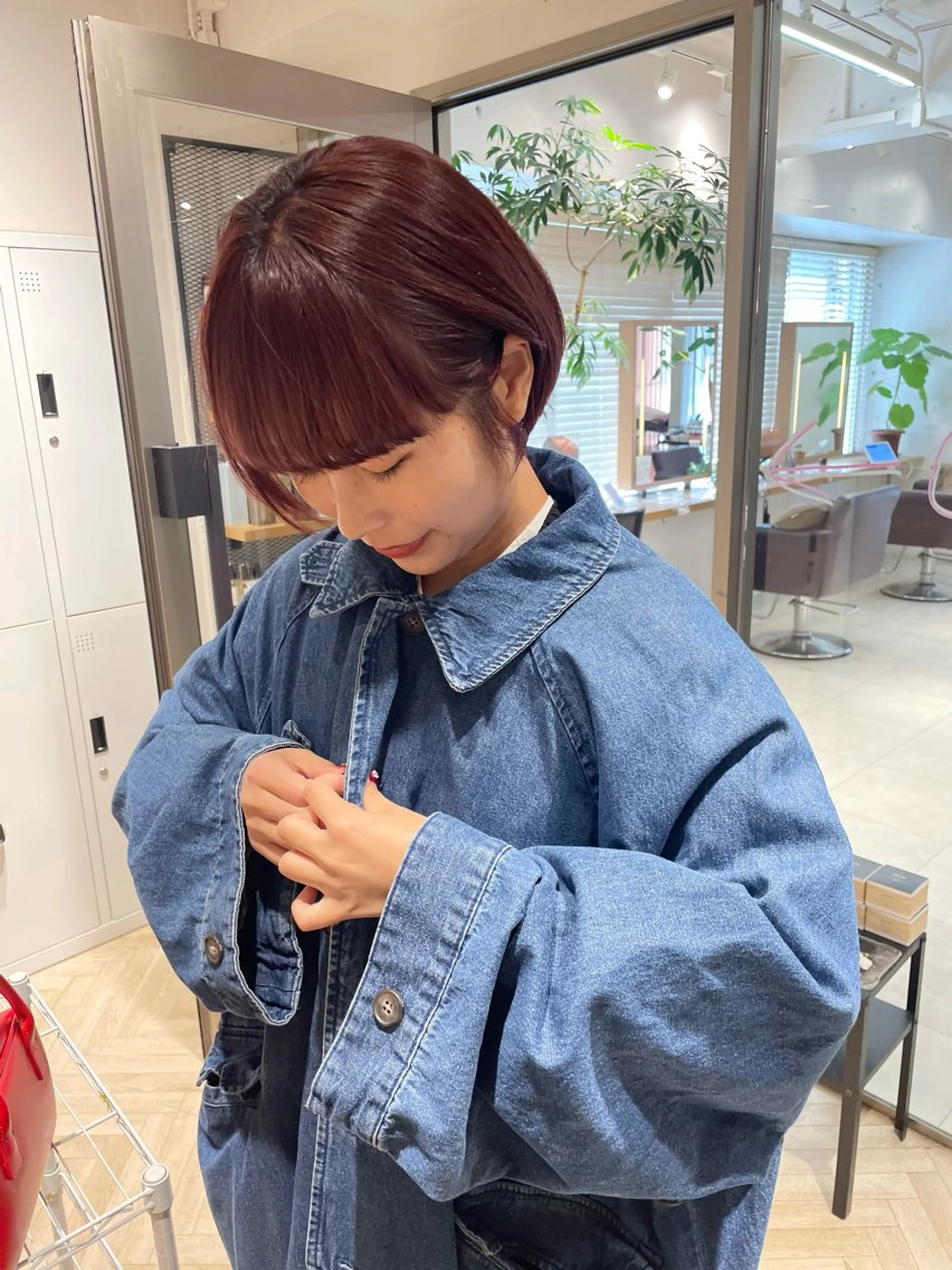 ショート カラー ヘアアレンジ ブリーチ レッドカラー iena渋谷 /ゆーこのマツエク・マツパデザイン