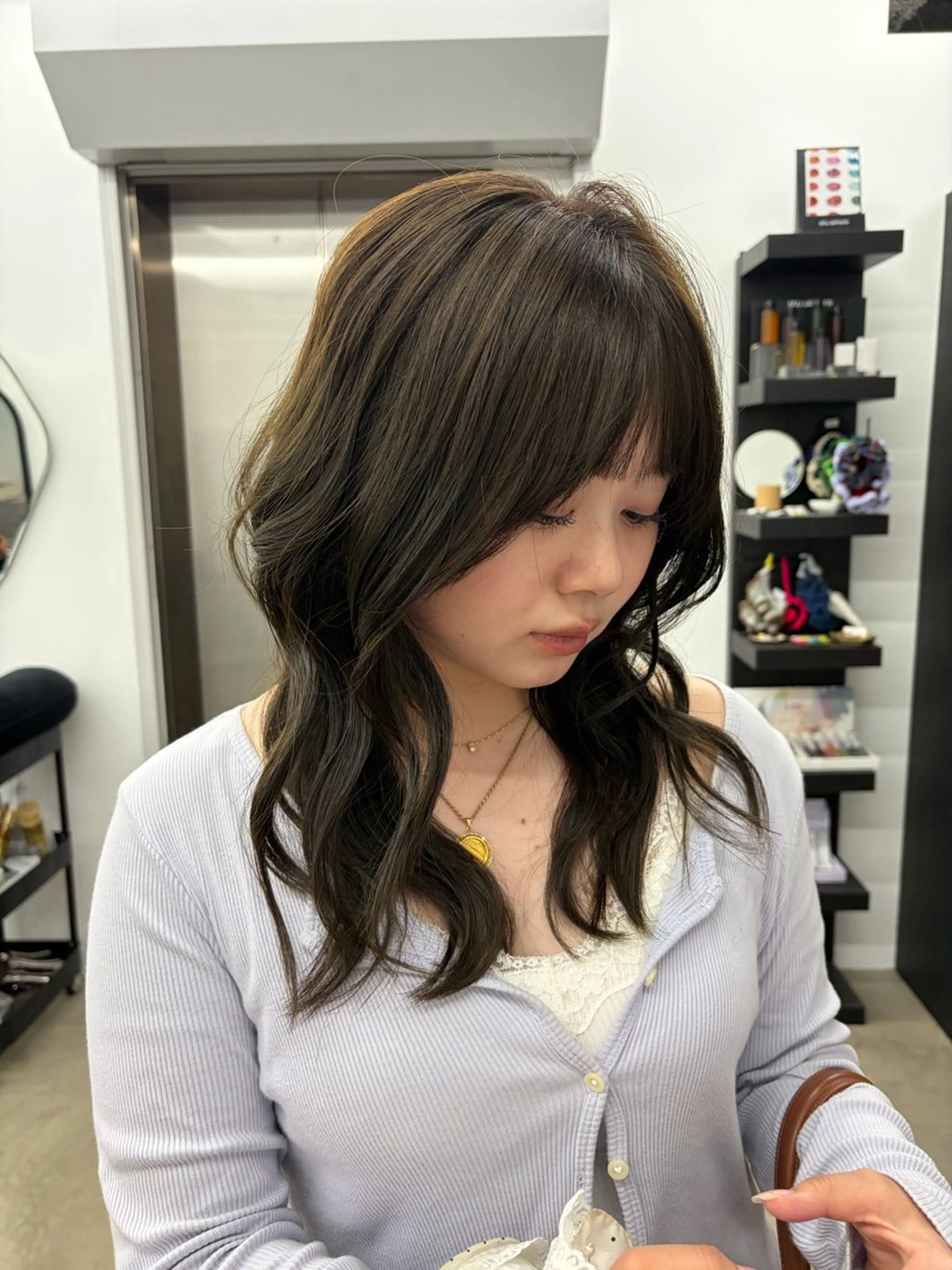 セミロング カット ヘアカラー Nico☺︎🎀YU ボブ/パーマのヘアスタイル