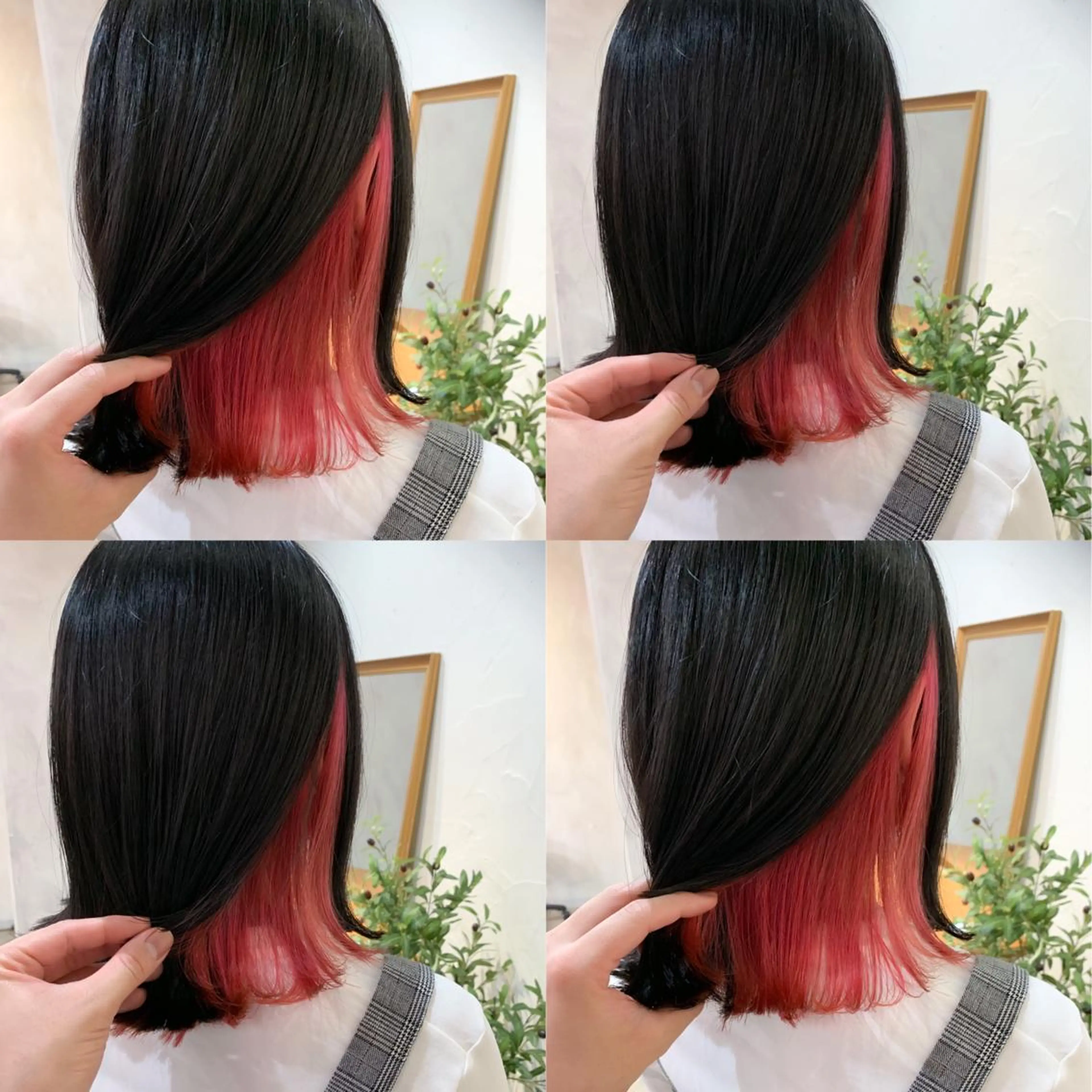 ミディアム カラー カシス デザインカラー インナーカラー レッドカラー トリートメント /カラー/NAOKIのヘアスタイル