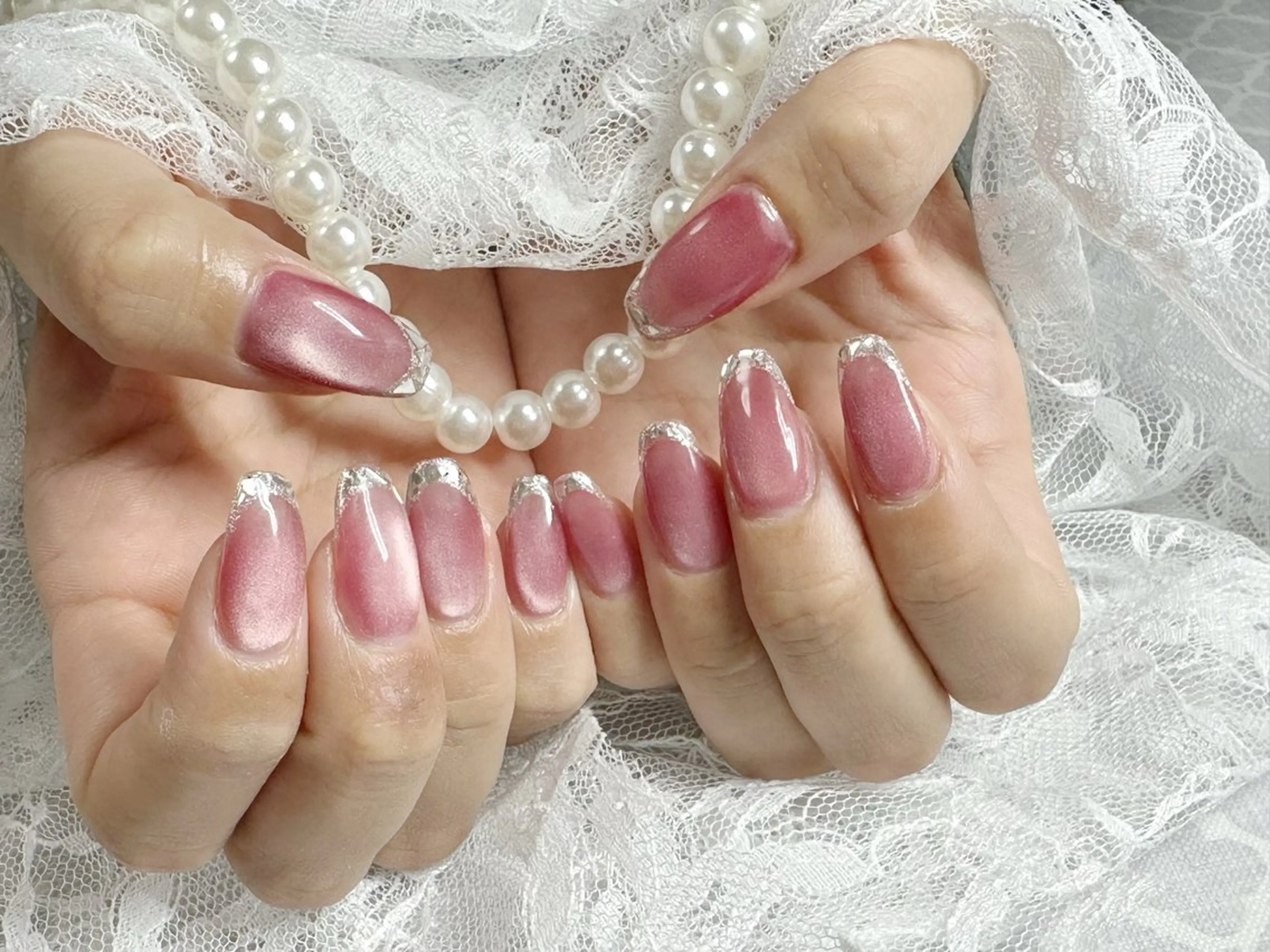 ネイル フレンチネイル ガラスフレンチ マグネットネイル ハンドネイル フットネイル ejiri harukaのマツエク・マツパデザイン