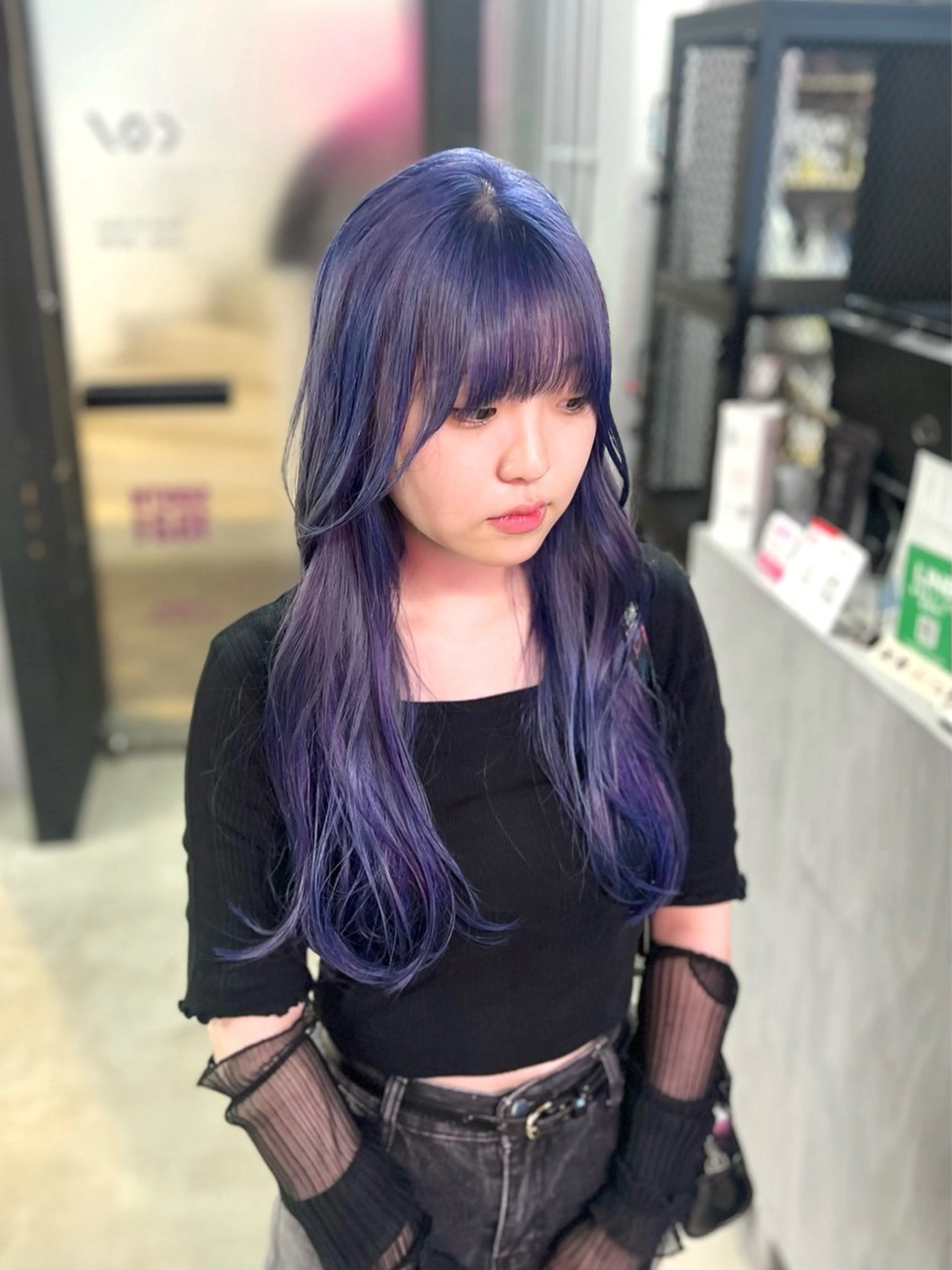 ロング ヘアカラー ハッシュ・ウルフ🐺 小顔レイヤー松山直史のヘアスタイル