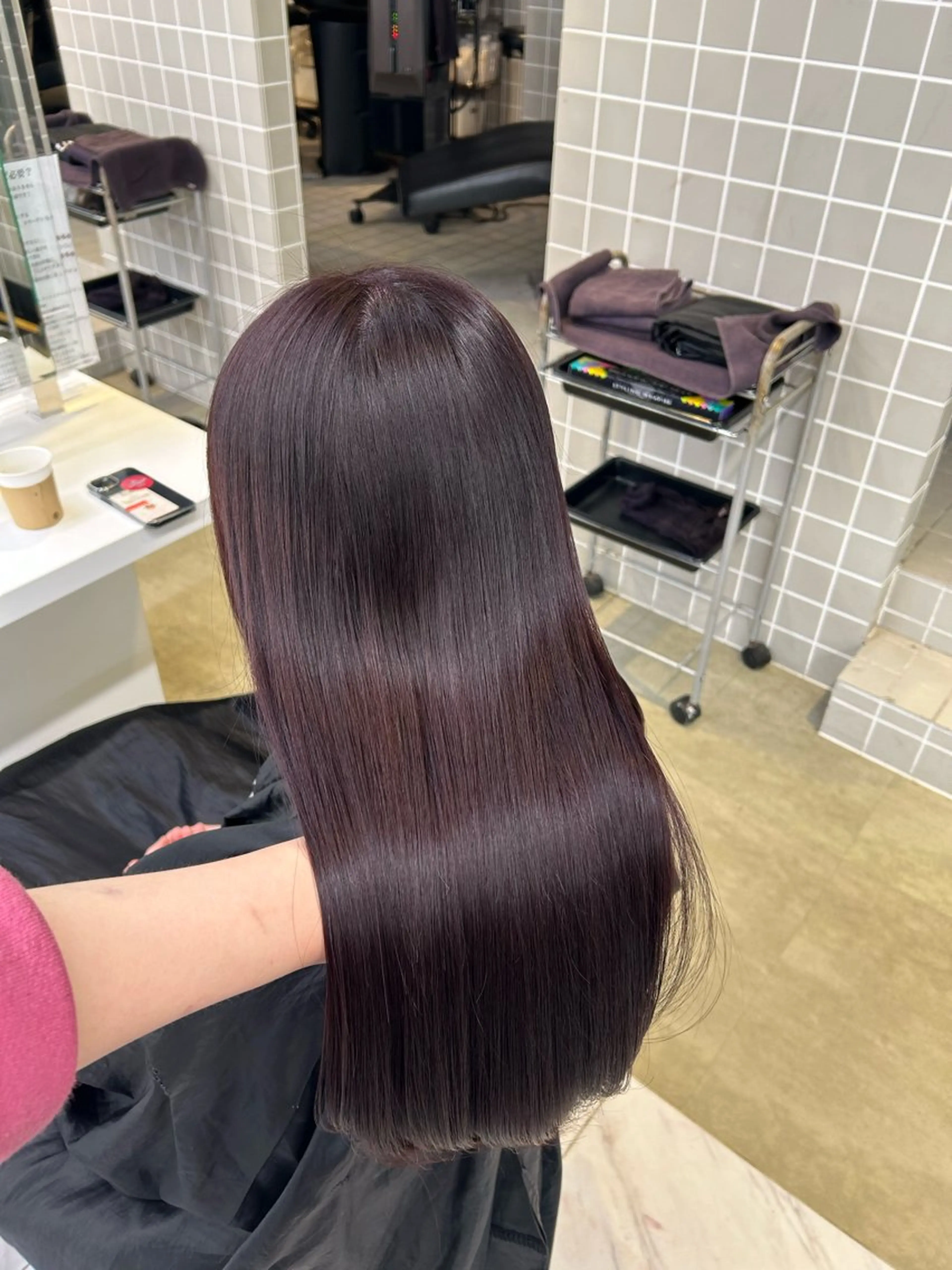 ロング カラー パーマ ヘアアレンジ ラベンダーカラー ラベンダーピンク ピンクカラー ヘアカラー トリートメント ヘッドスパ ヘアセット 💎韓国/ レイヤー カット/ 暖色🫧のヘアスタイル