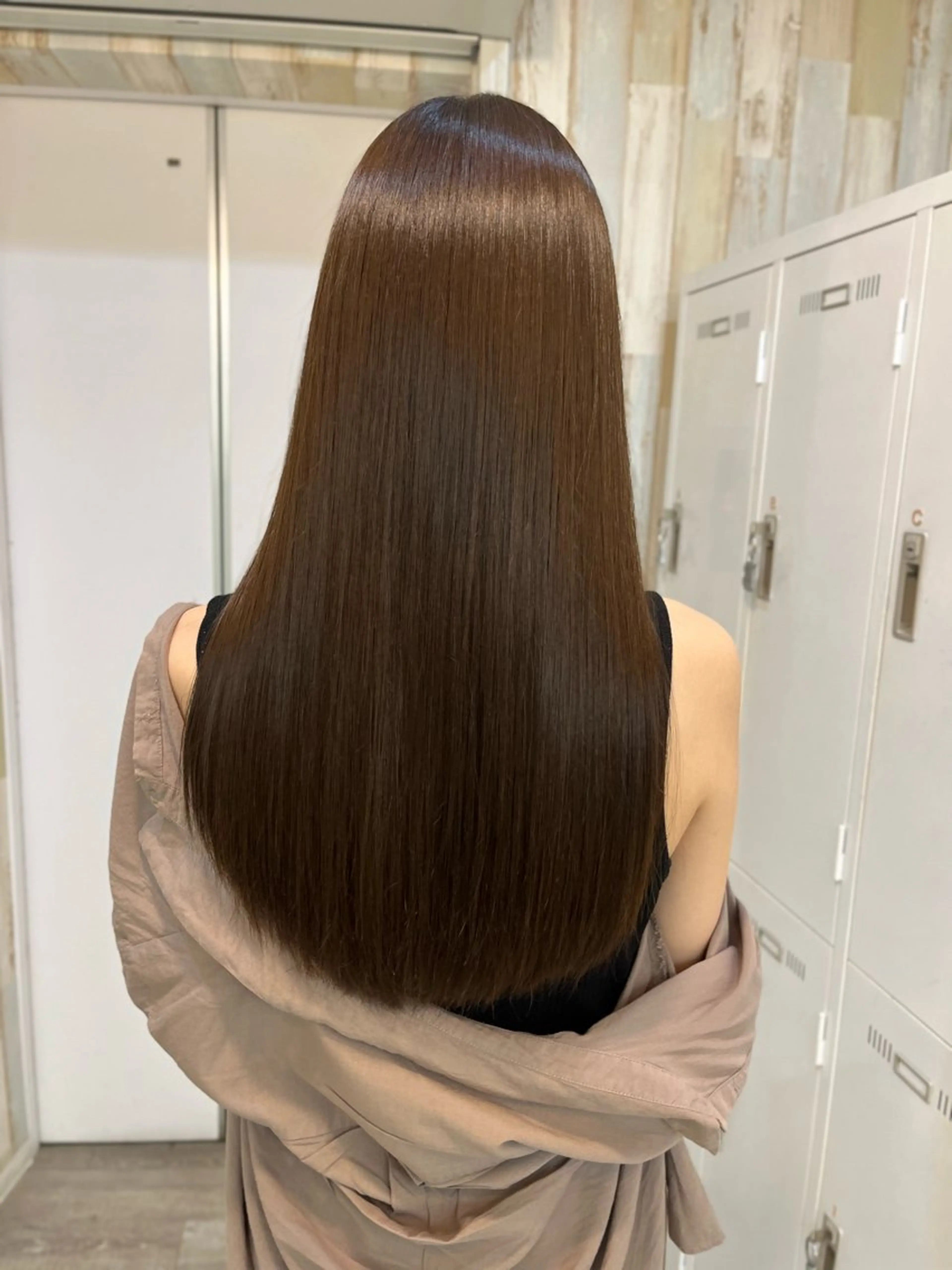 セミロング カラー パーマ ヘアアレンジ 透明感カラー 髪質改善 二ヶ月綺麗が続くレ イヤー/星野六三四のヘアスタイル