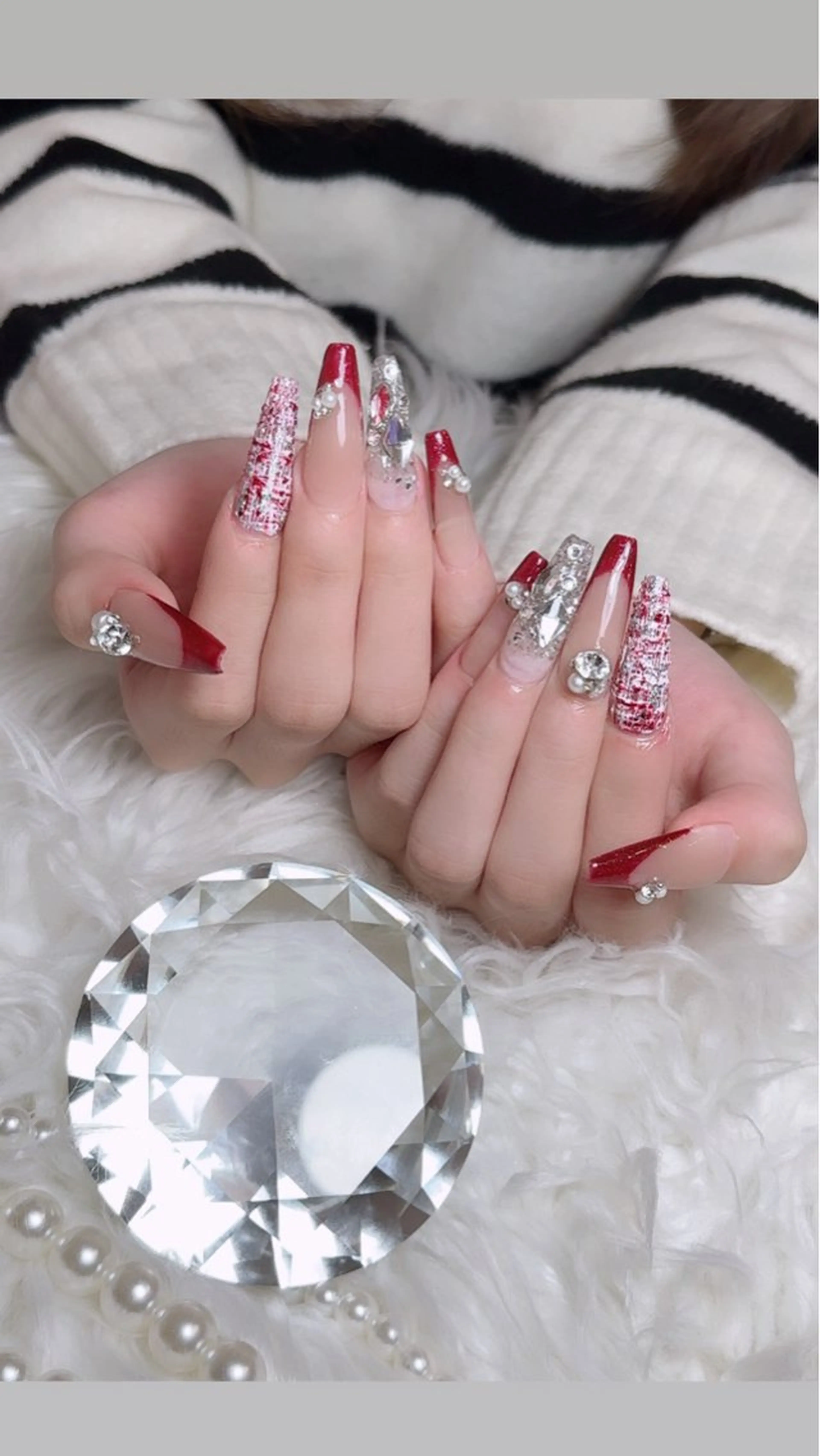 ネイル フレンチネイル ロングネイル スカルプネイル ツイードネイル nail salon azuのネイルデザイン