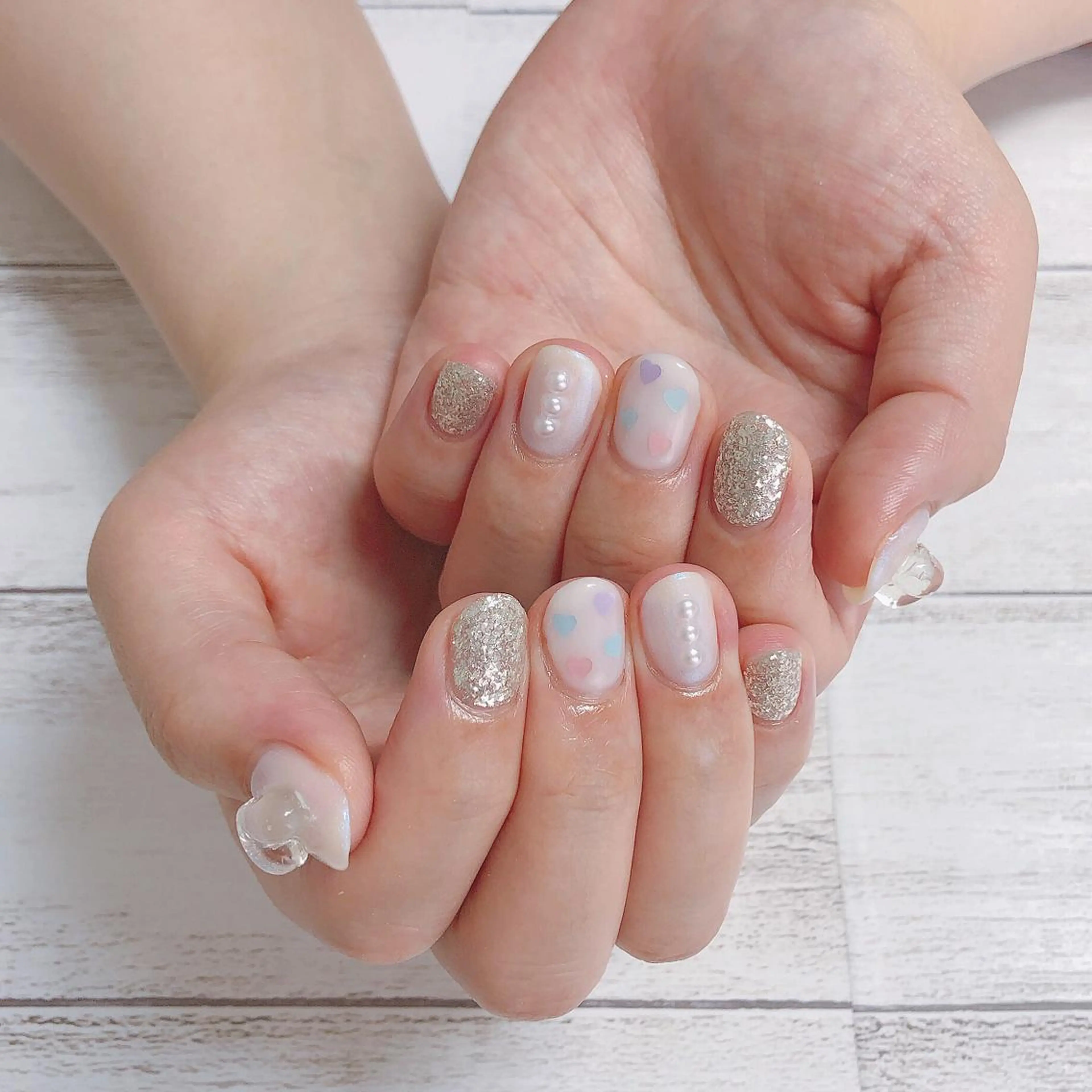 ネイル ハート ハンドネイル peaberry nailのネイルデザイン