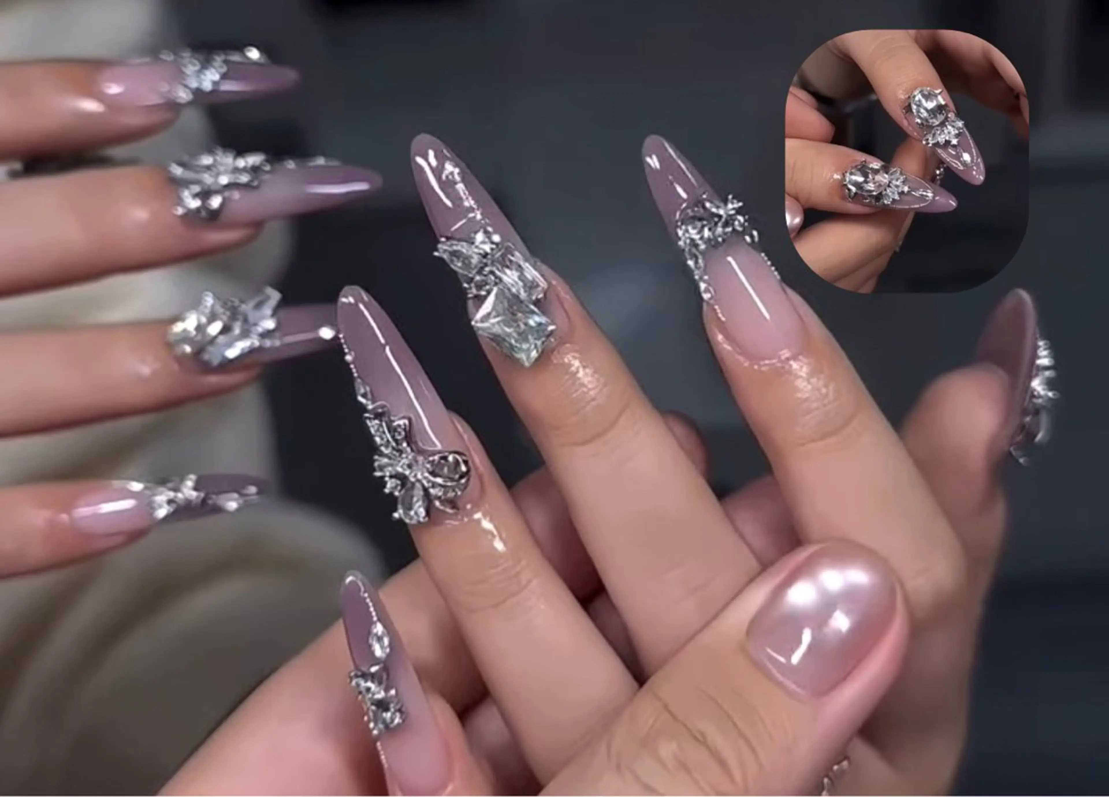 ネイル 長さ出し フレンチネイル ジェルネイル ガラスフレンチ 韓国ネイル Minette nailHuongのネイルデザイン