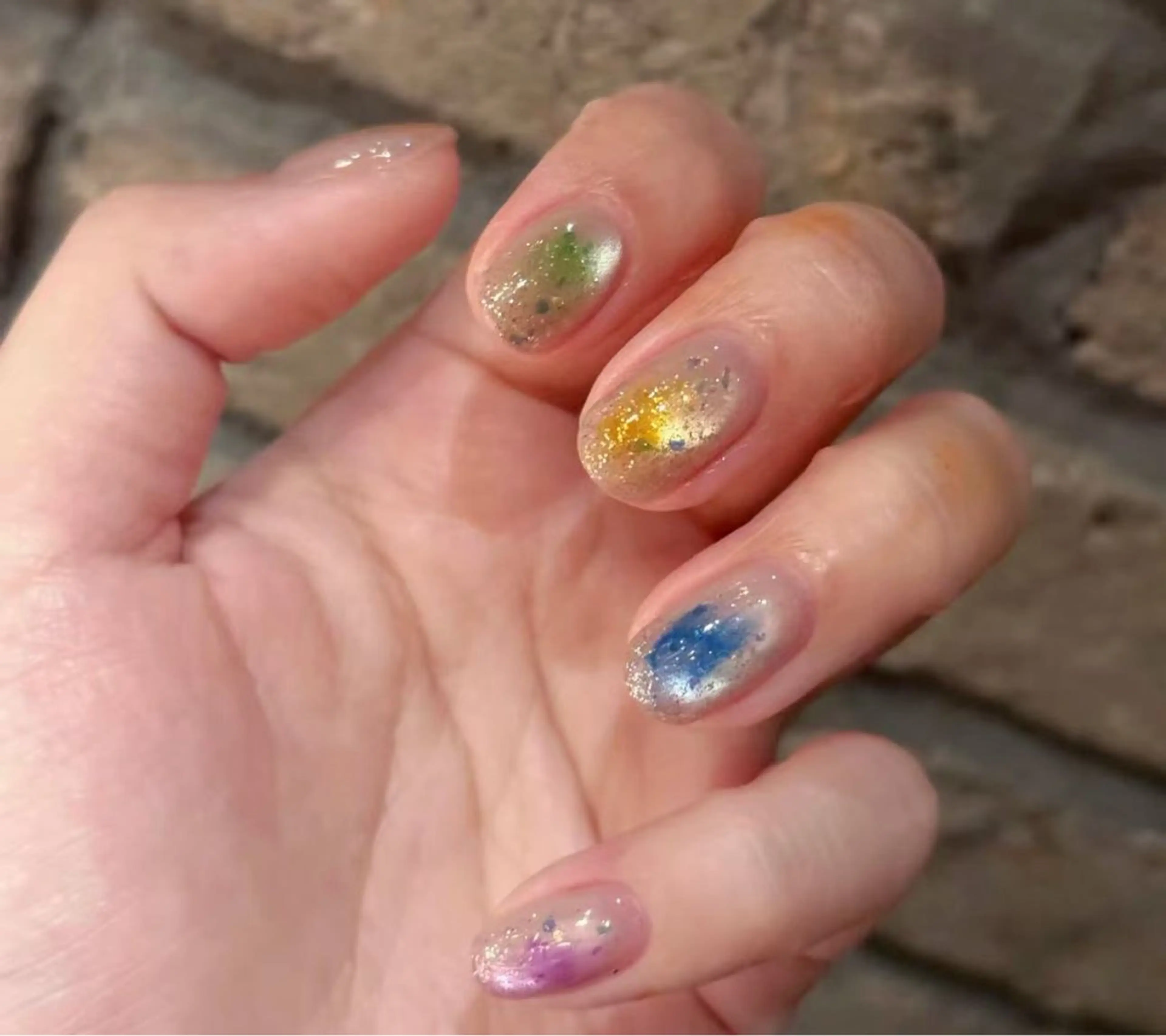 ネイル アートネイル オーロラネイル チークネイル フレンチネイル ガラスフレンチ 🎀YooLi Nail salonのネイルデザイン