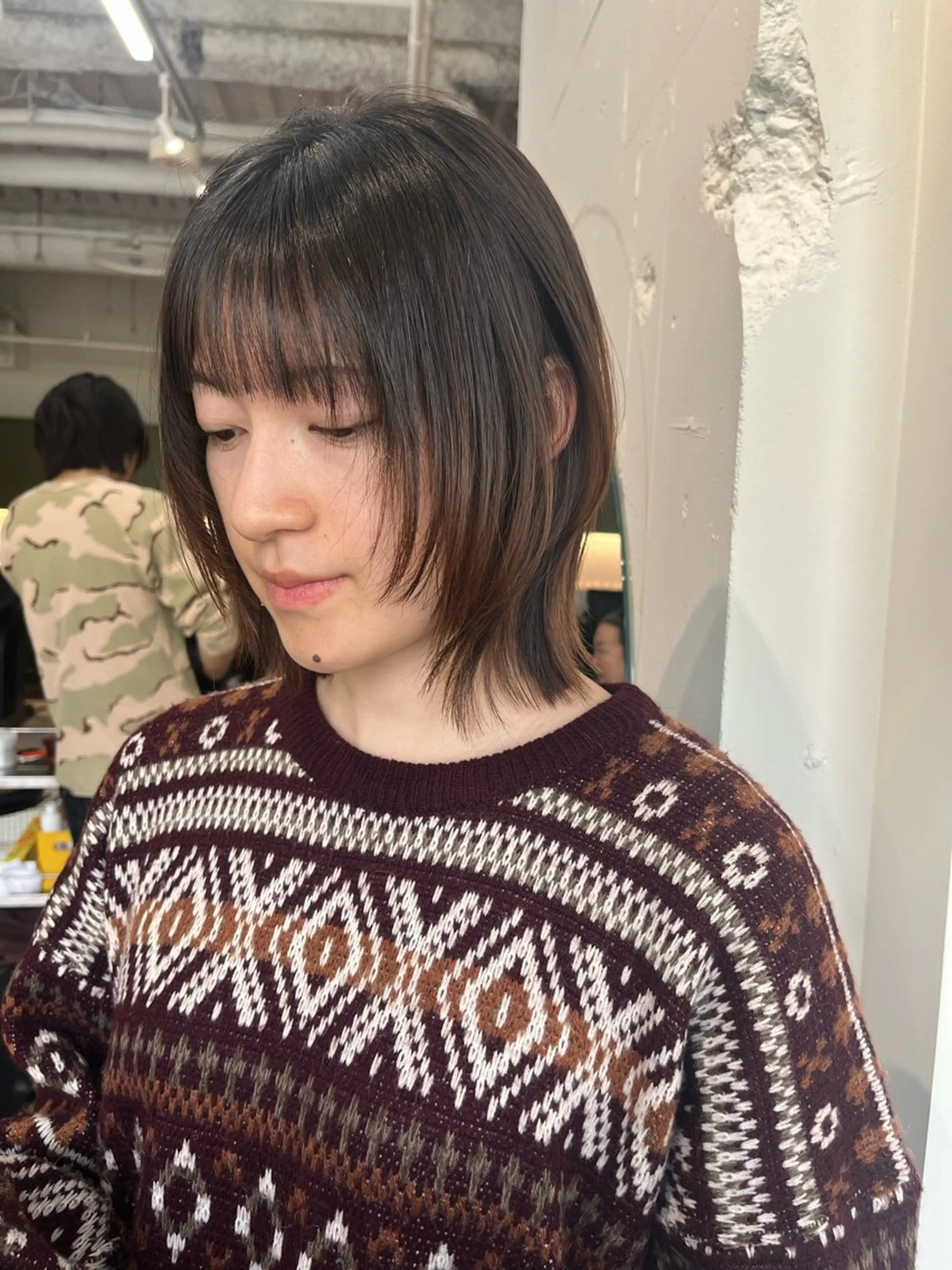 ミディアム くびれヘア レイヤーカット カット トリートメント パーマ/縮毛矯正/ LUVISM佐藤里咲のヘアスタイル