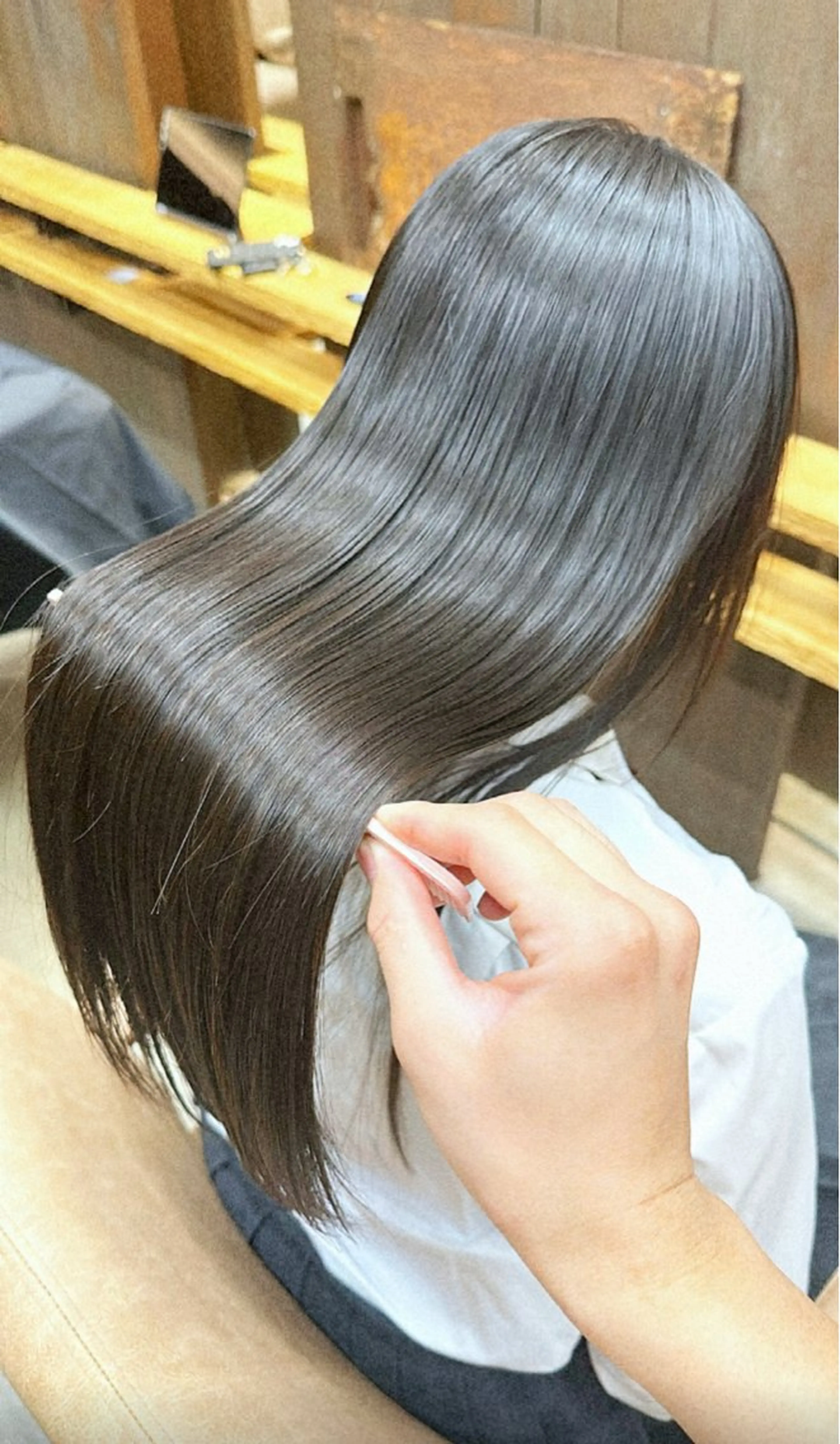 ロング ヘアカラー 縮毛矯正 韓国カット/透明感 カラー/NANAMIのヘアスタイル