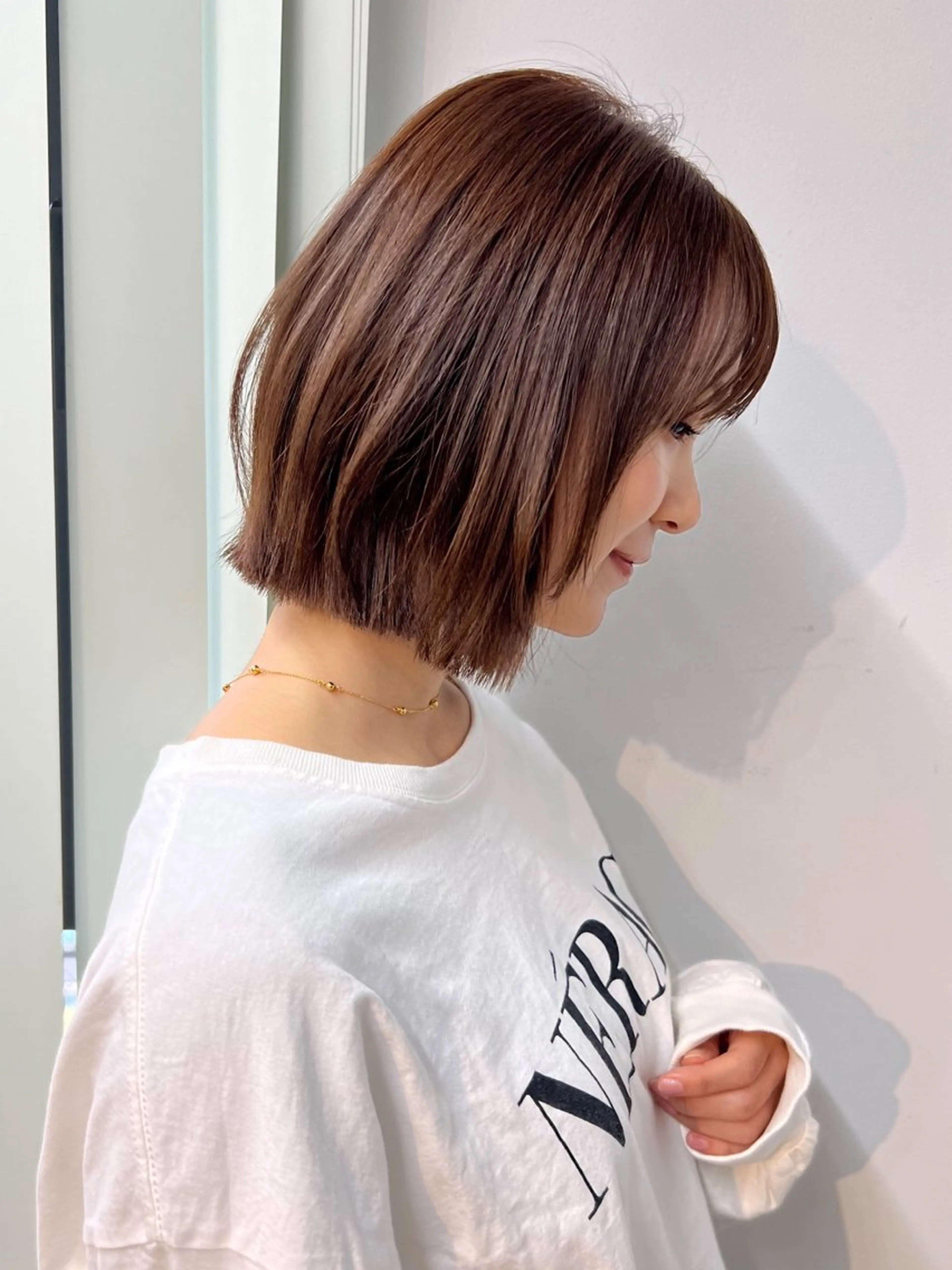 ミディアム ボブレイヤー ボブ 顔まわりレイヤー レイヤーカット ヘアカラー ボブ/ミディアム 親しみやすさ/さくらのヘアスタイル