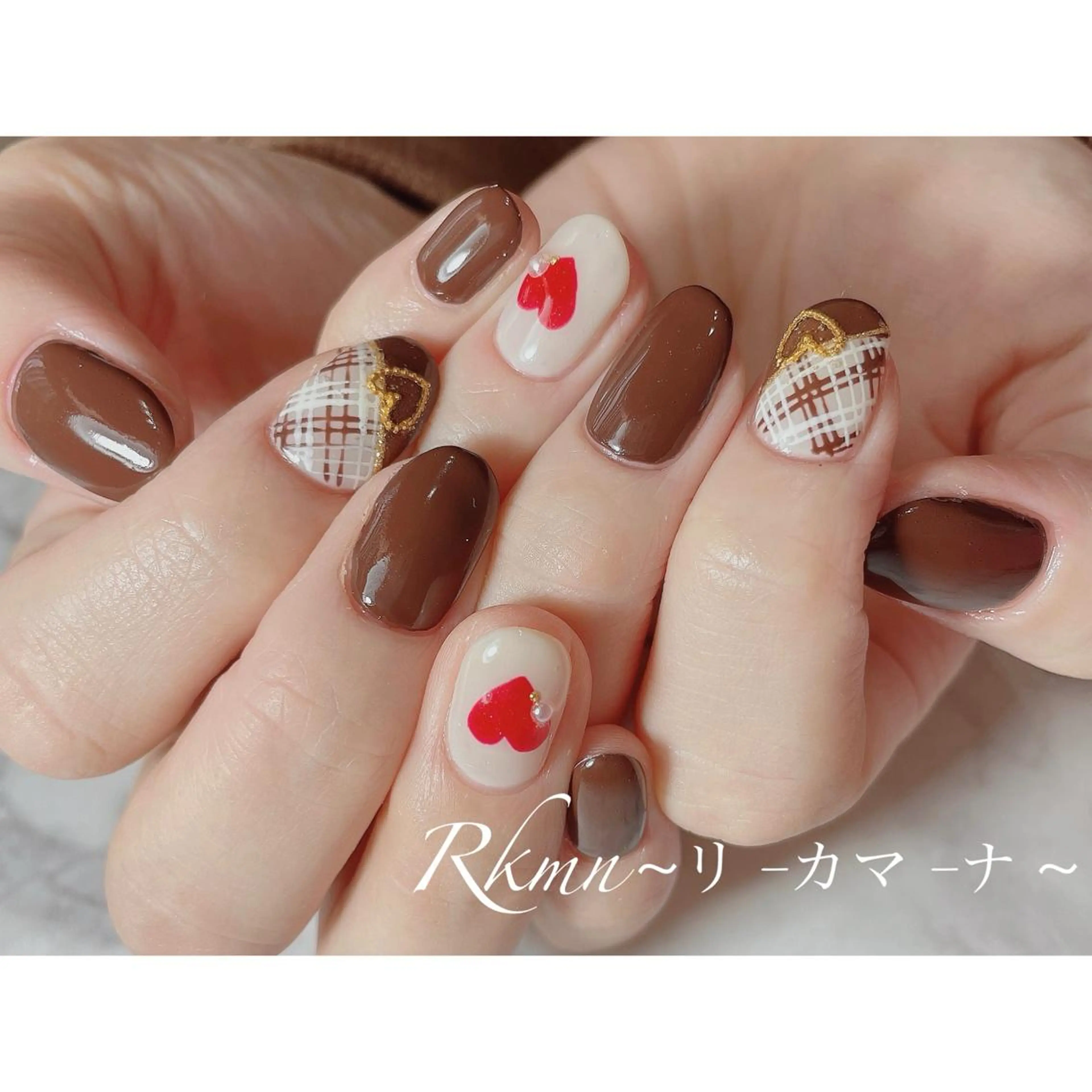 ネイル アートネイル ハート 春ネイル バレンタイン ハンドネイル フットネイル ハンドケア Rkmn ~リ-カマ-ナ~のネイルデザイン