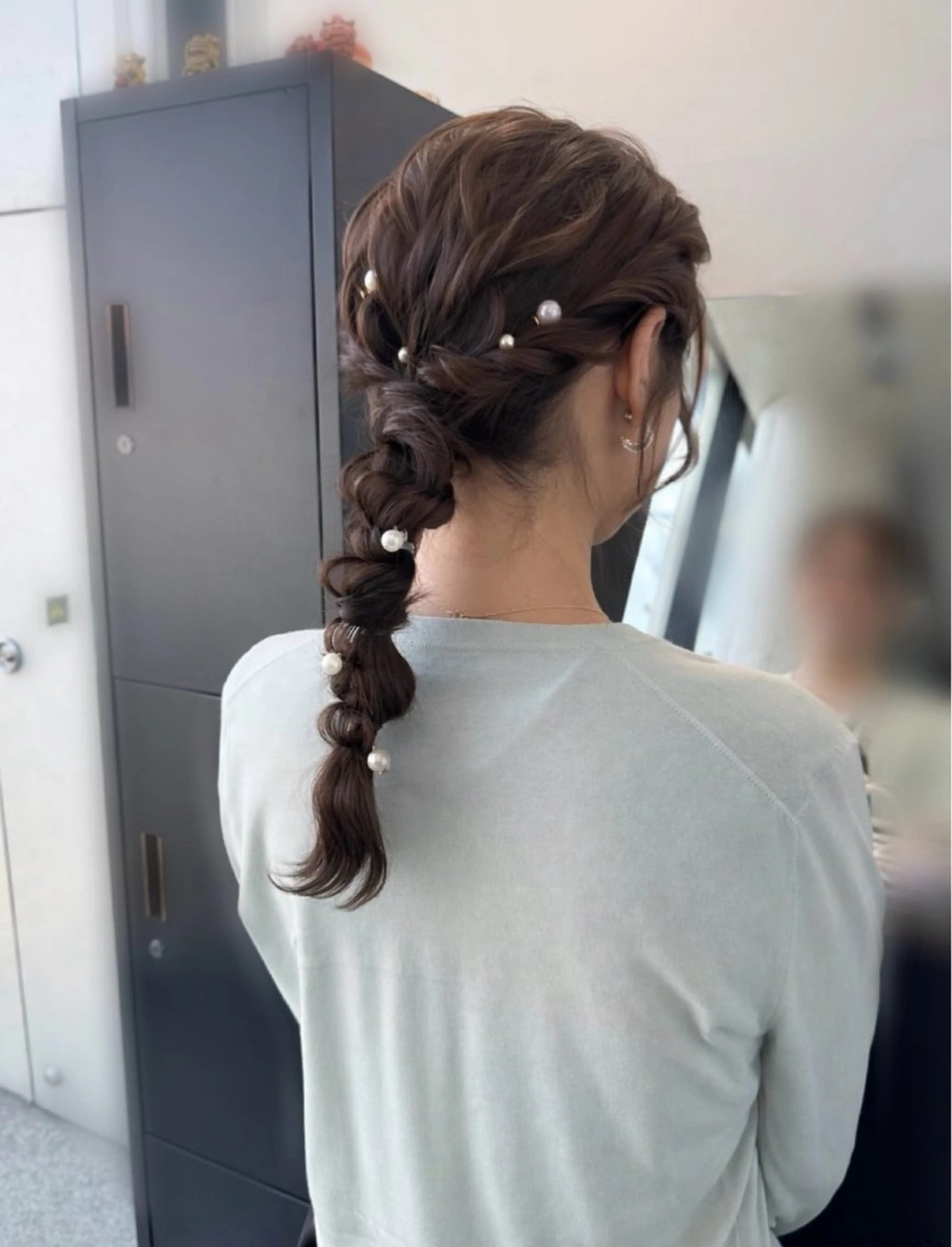 セミロング カラー パーマ ヘアアレンジ ヘアセット 透明感/オリーブ/ グレージュ/YUKAのヘアスタイル