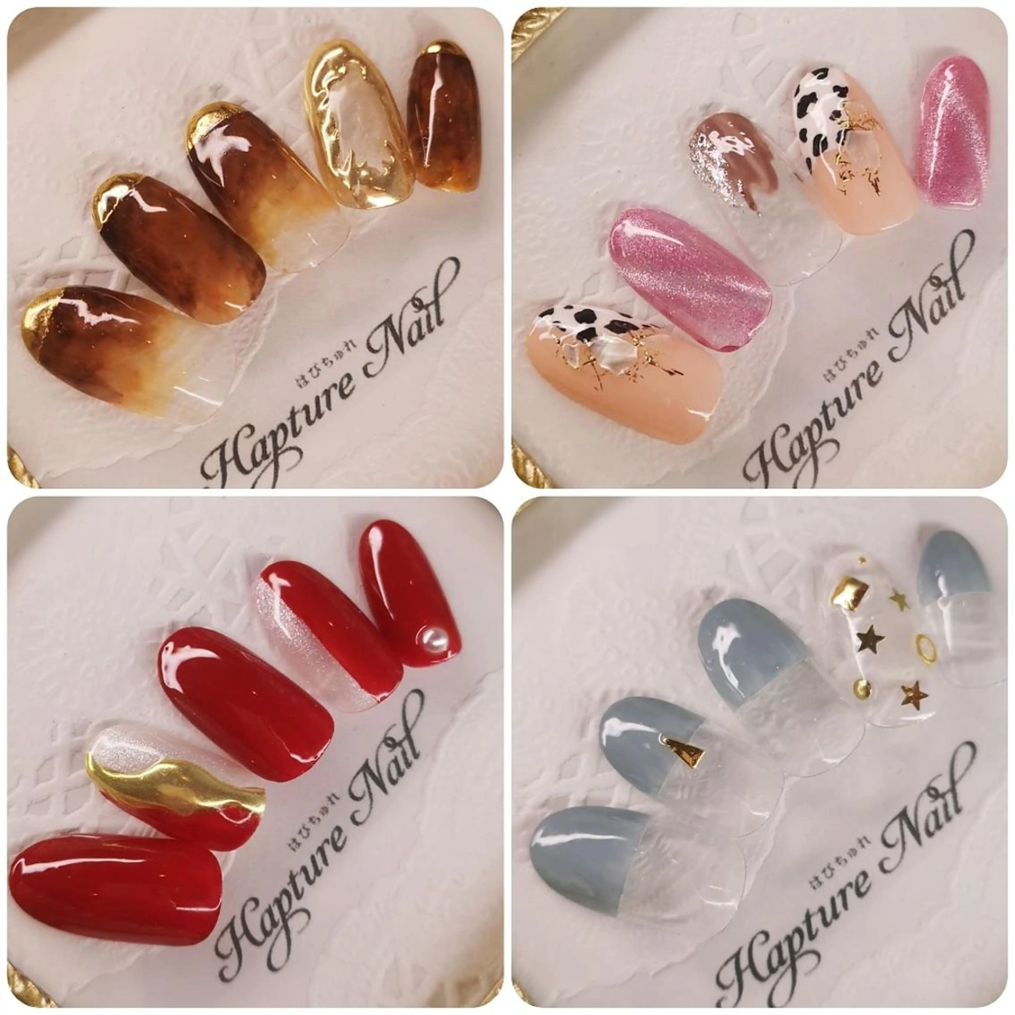 ネイル アニマル柄 アートネイル べっ甲ネイル ボルドー フレンチネイル m- Hiroのネイルデザイン