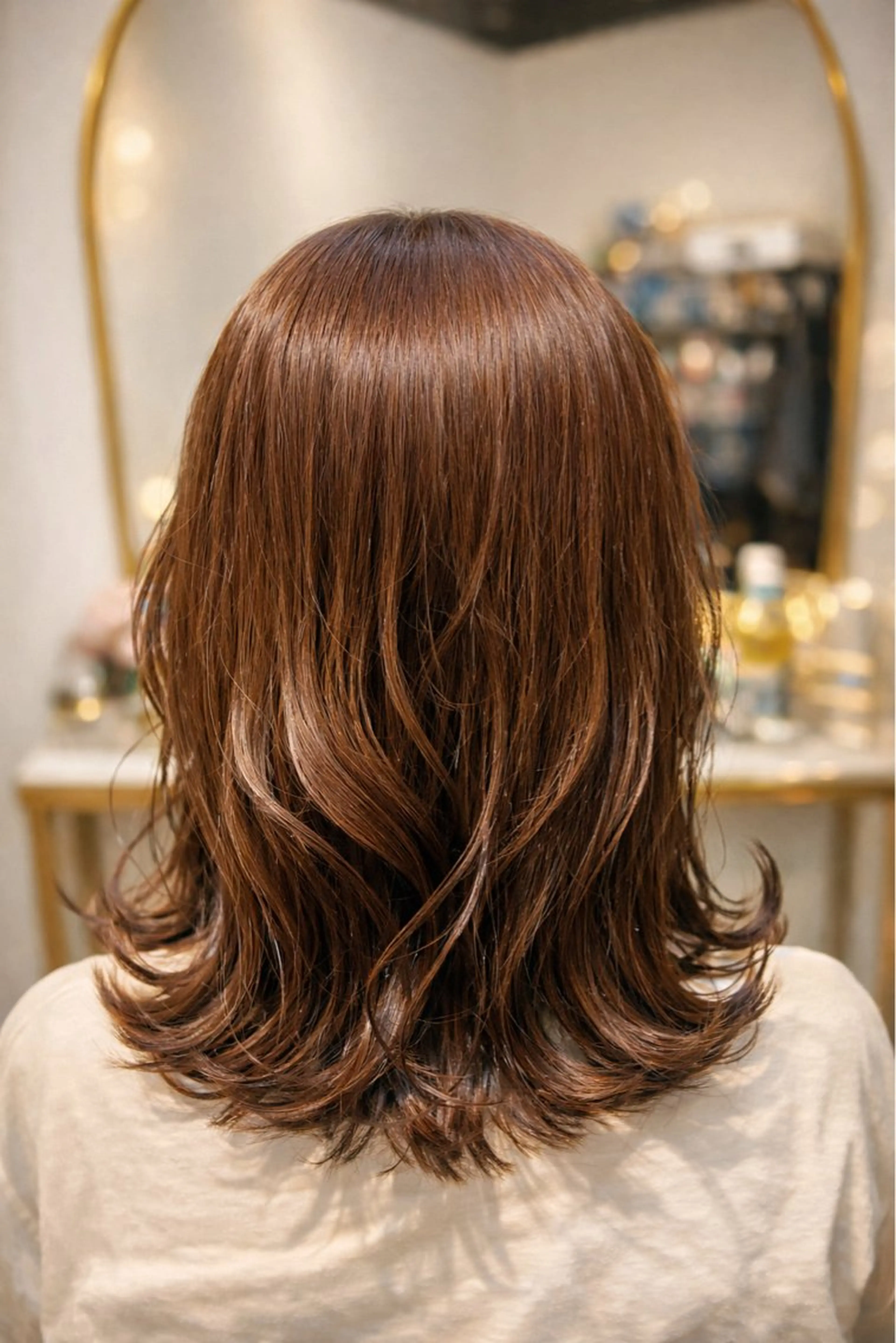 ミディアム ボブレイヤー ミディアムパーマ ボブ ハイライト 髪質改善 カット ヘアカラー トリートメント The Apartment of Solon Citta 船橋609所属・髪質改善/縮毛矯正/ 美髪/個室/ハラのヘアスタイル