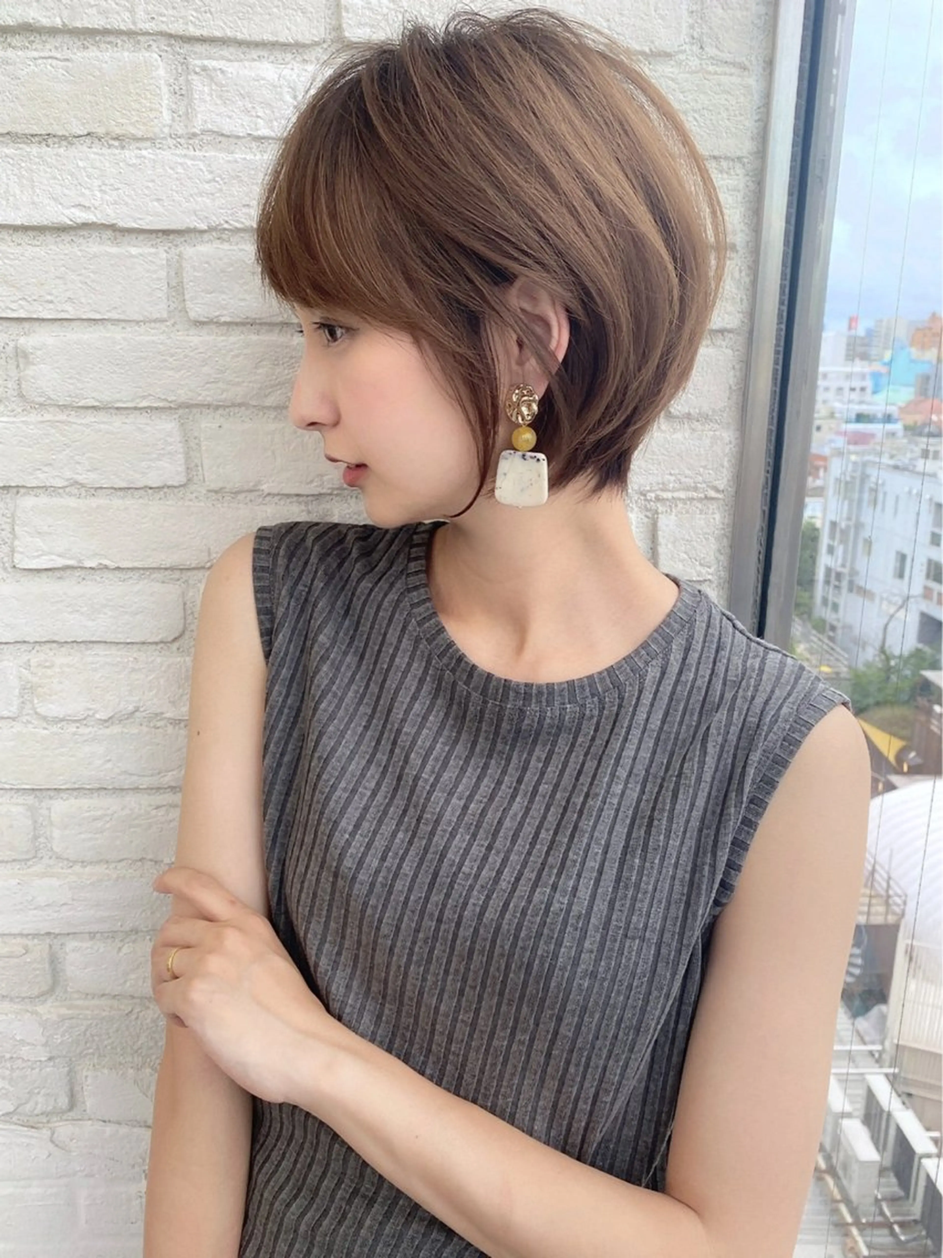 ショート ショートボブ ボブ 顔周りカット ショートヘア カット ヘアカラー トリートメント 似合わせ松本 容政のヘアスタイル