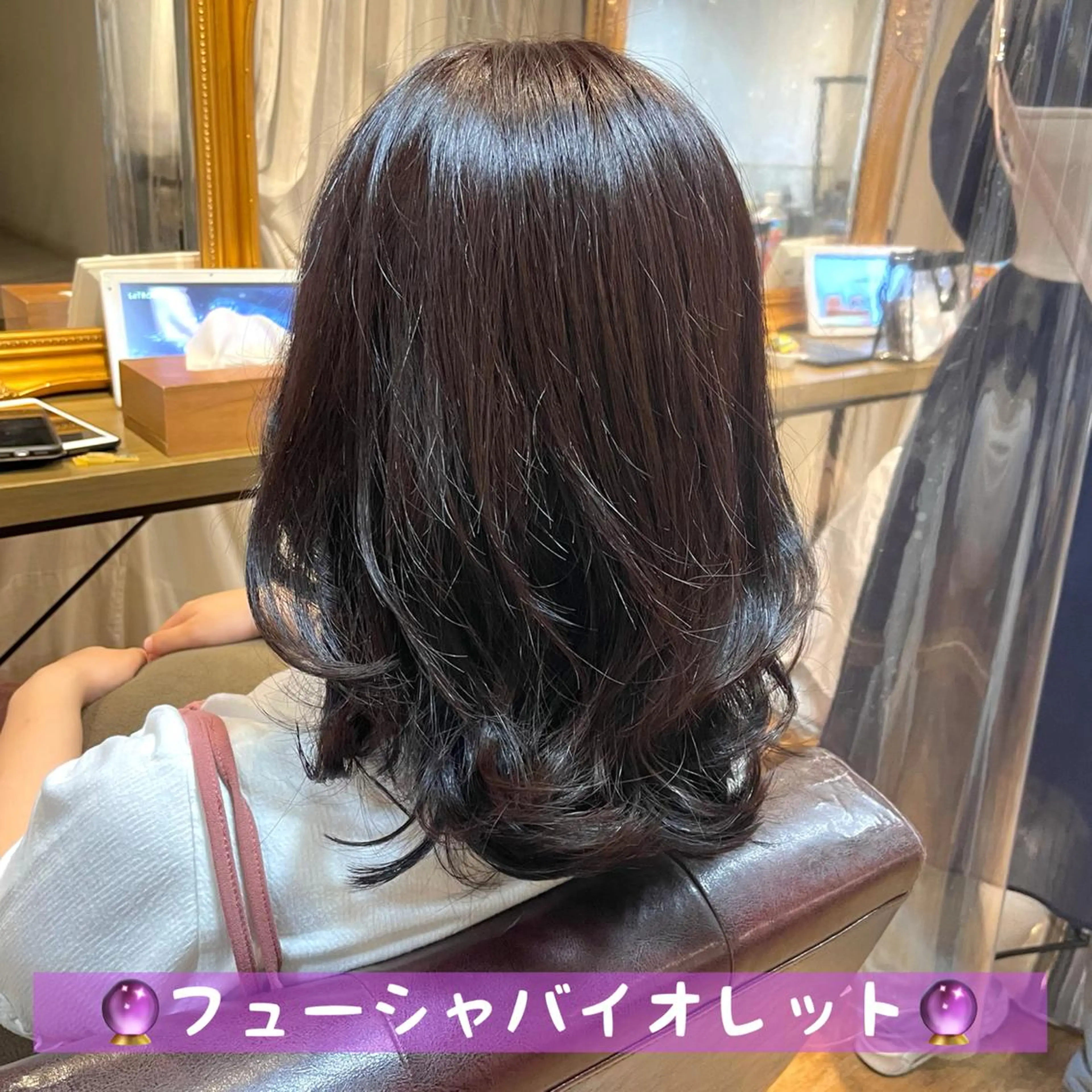 ミディアム カラー ヘアアレンジ アディクシーカラー イルミナカラー バイオレットカラー カット ヘアカラー 💖透明感カラー💖 mayukoのヘアスタイル