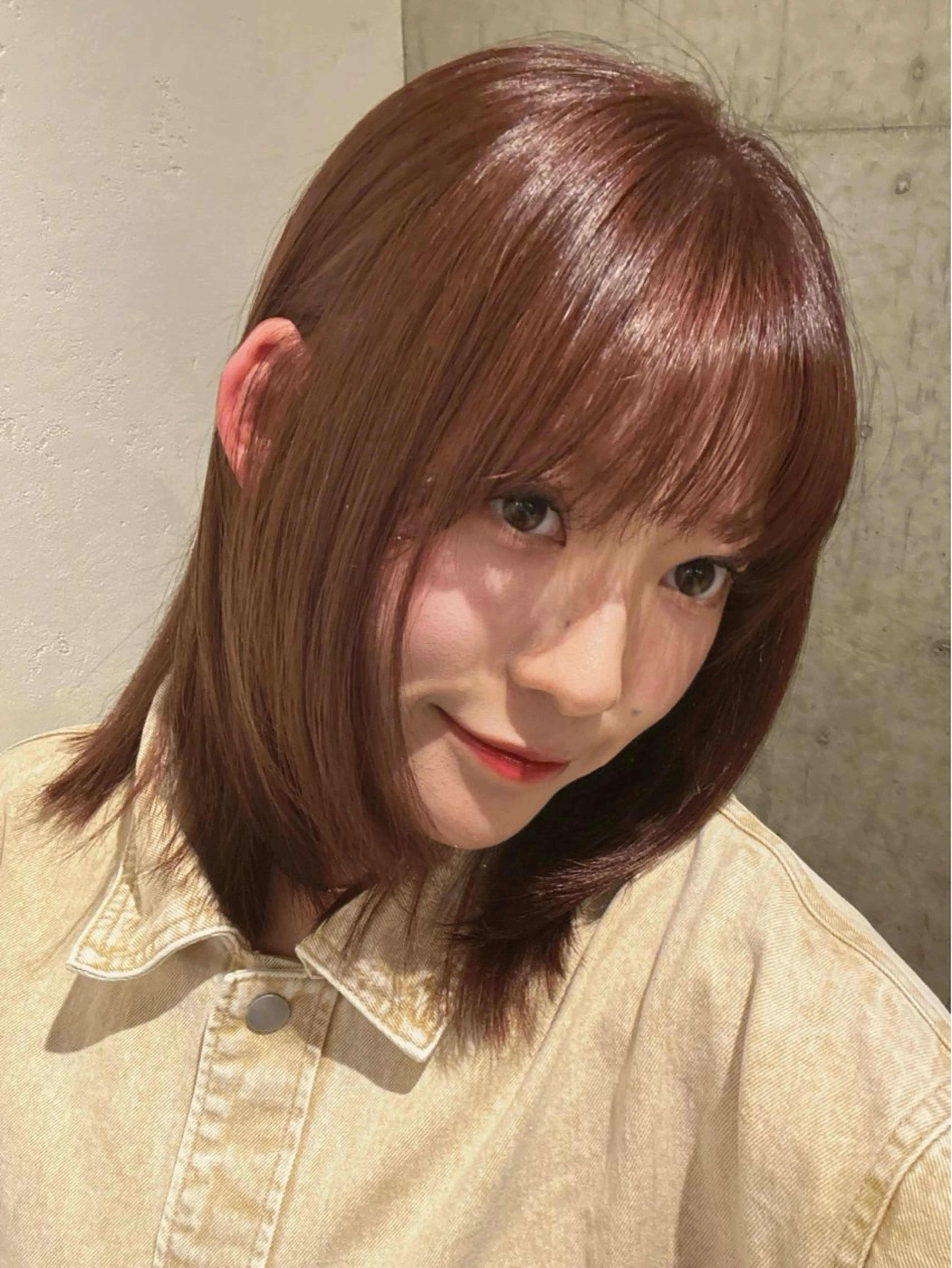 セミロング カラー ブラウンカラー ピンクカラー ピンクブラウン カット ヘアカラー トリートメント 🎀暖色カラー/艶 ヘア/Anzu🎀のヘアスタイル