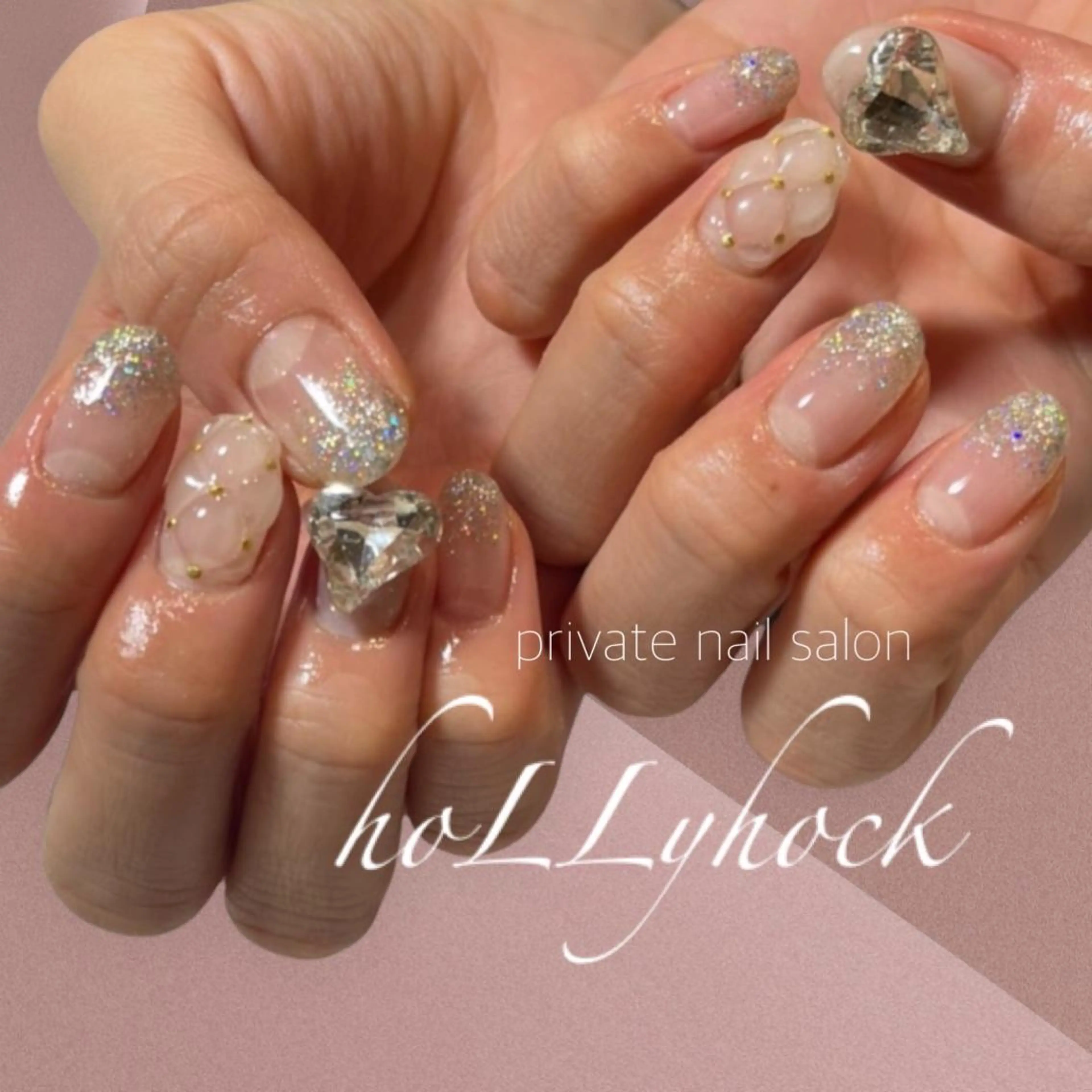 ネイル アートネイル フラッシュネイル マグネットネイル ニュアンスネイル nail salon hoLLyhockのネイルデザイン