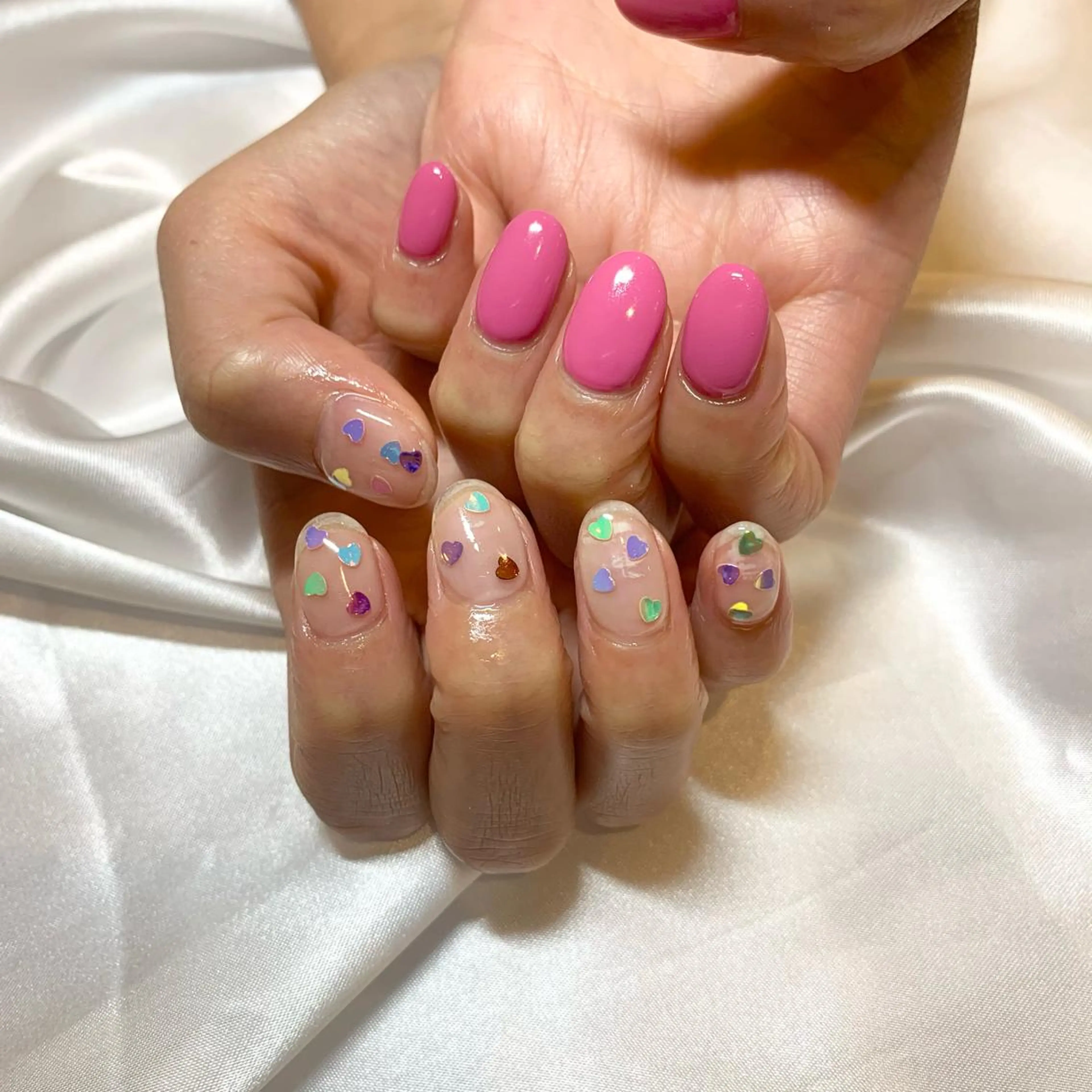 ネイル ハート ピンク ハンドネイル ui nailのネイルデザイン