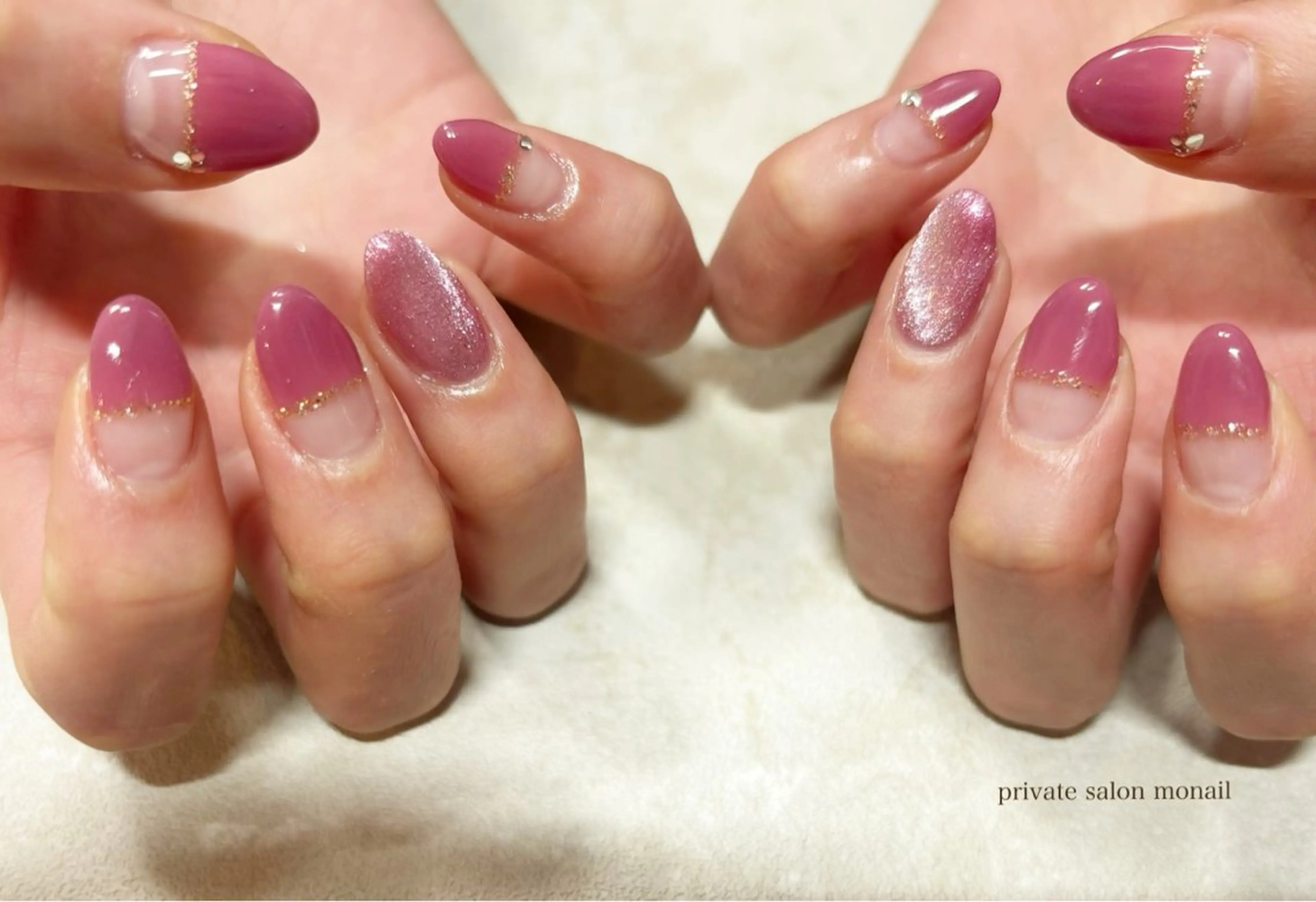ネイル フレンチネイル ピンク ハンドネイル nail salon monailのネイルデザイン