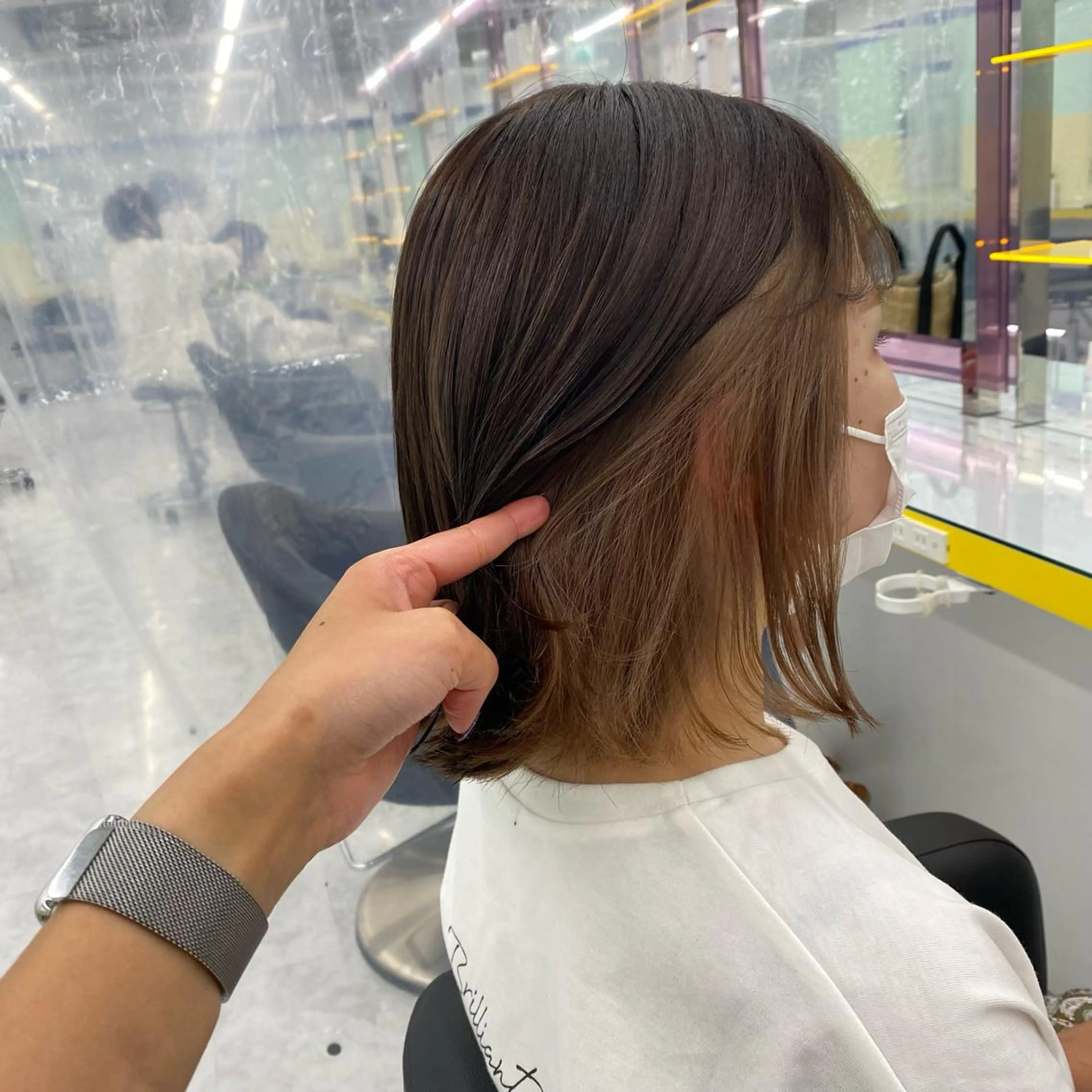 セミロング カラー ヘアアレンジ ヘアカラー トリートメント mai🍑暖色カラー /レイヤー💖のヘアスタイル