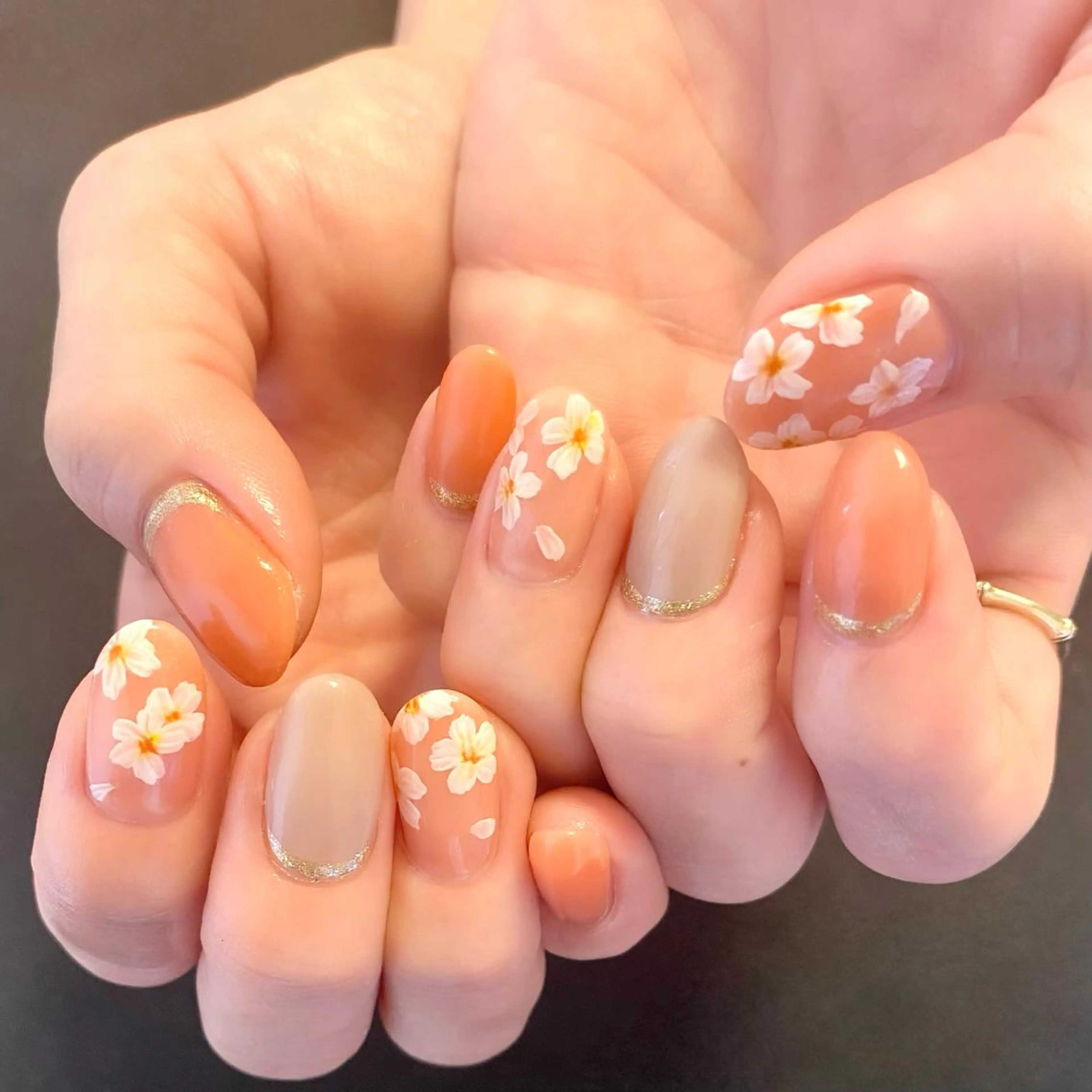 ネイル 桜ネイル フレンチネイル ミラーネイル nail*157 .のネイルデザイン