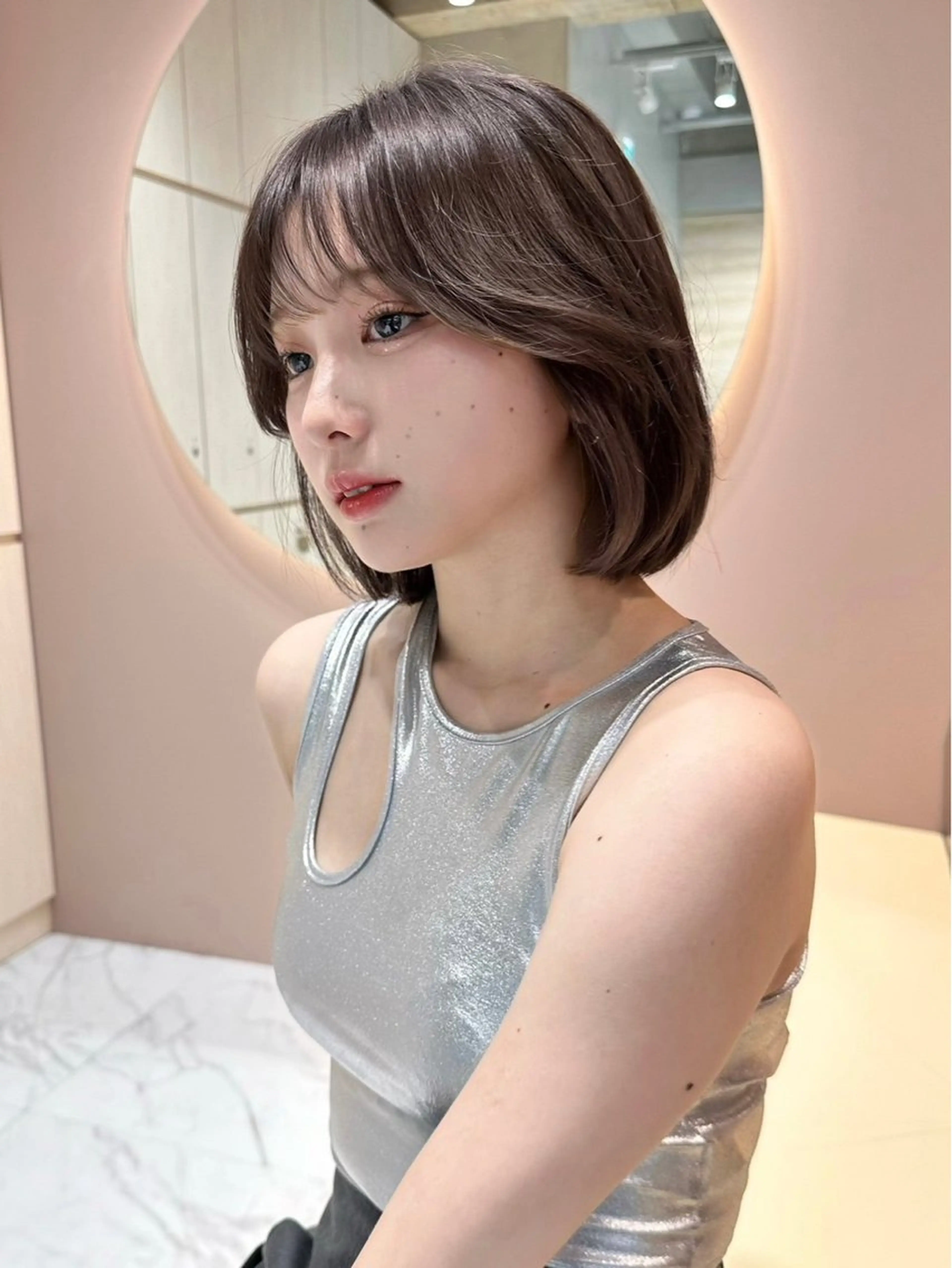 ミディアム ボブ くびれヘア 韓国風ヘア カット 【似合わせ・レイヤー ・パーマ】海気のヘアスタイル