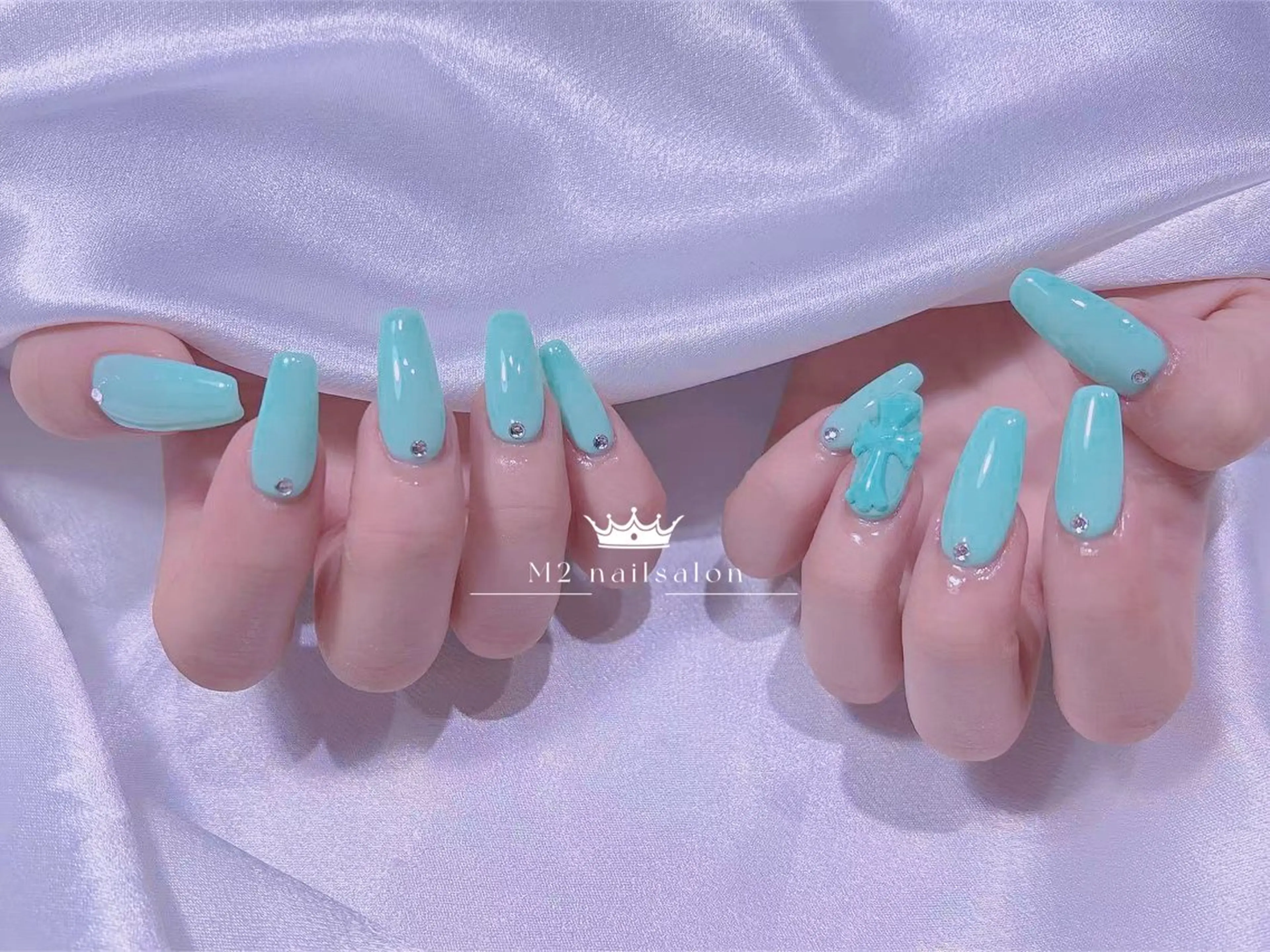 ネイル ストーンネイル ハンドネイル 長さだし専門店 M2　rikaのネイルデザイン
