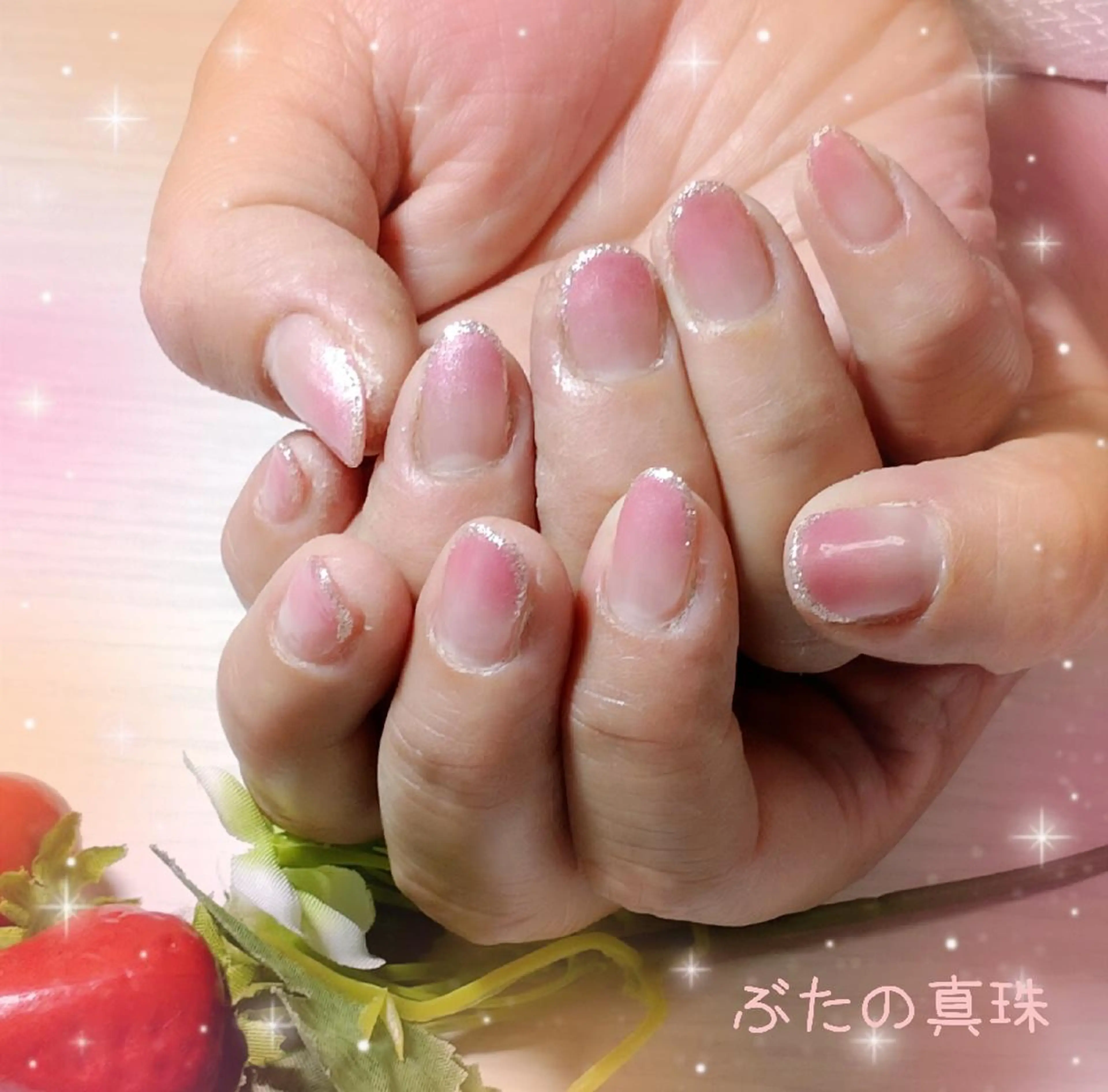 ネイル ラメ(グリッター) ピンク ハンドネイル 林 珠里のネイルデザイン