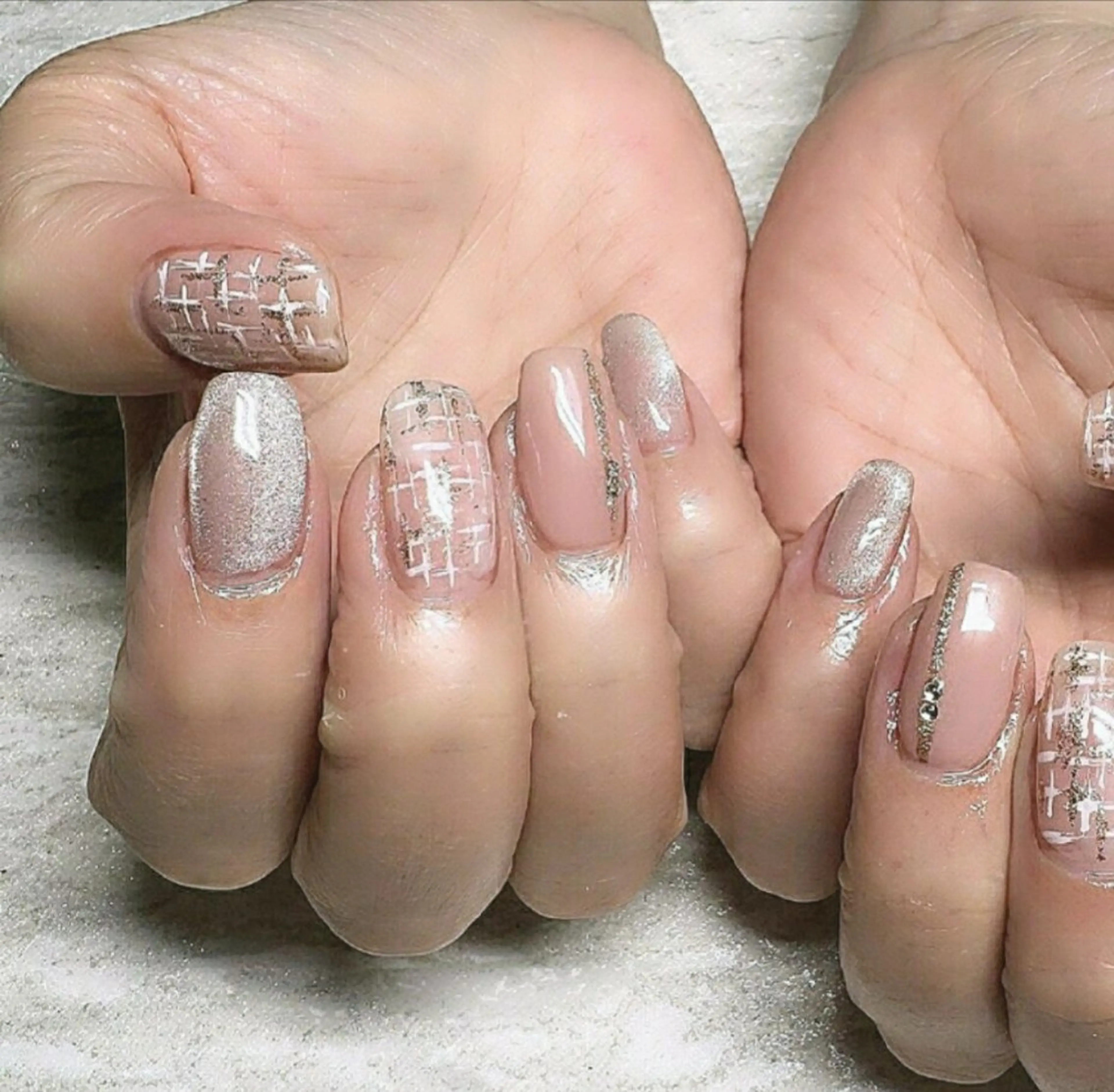 ネイル 韓国ネイル 持ち込み ツイードネイル JULIE NAILのネイルデザイン