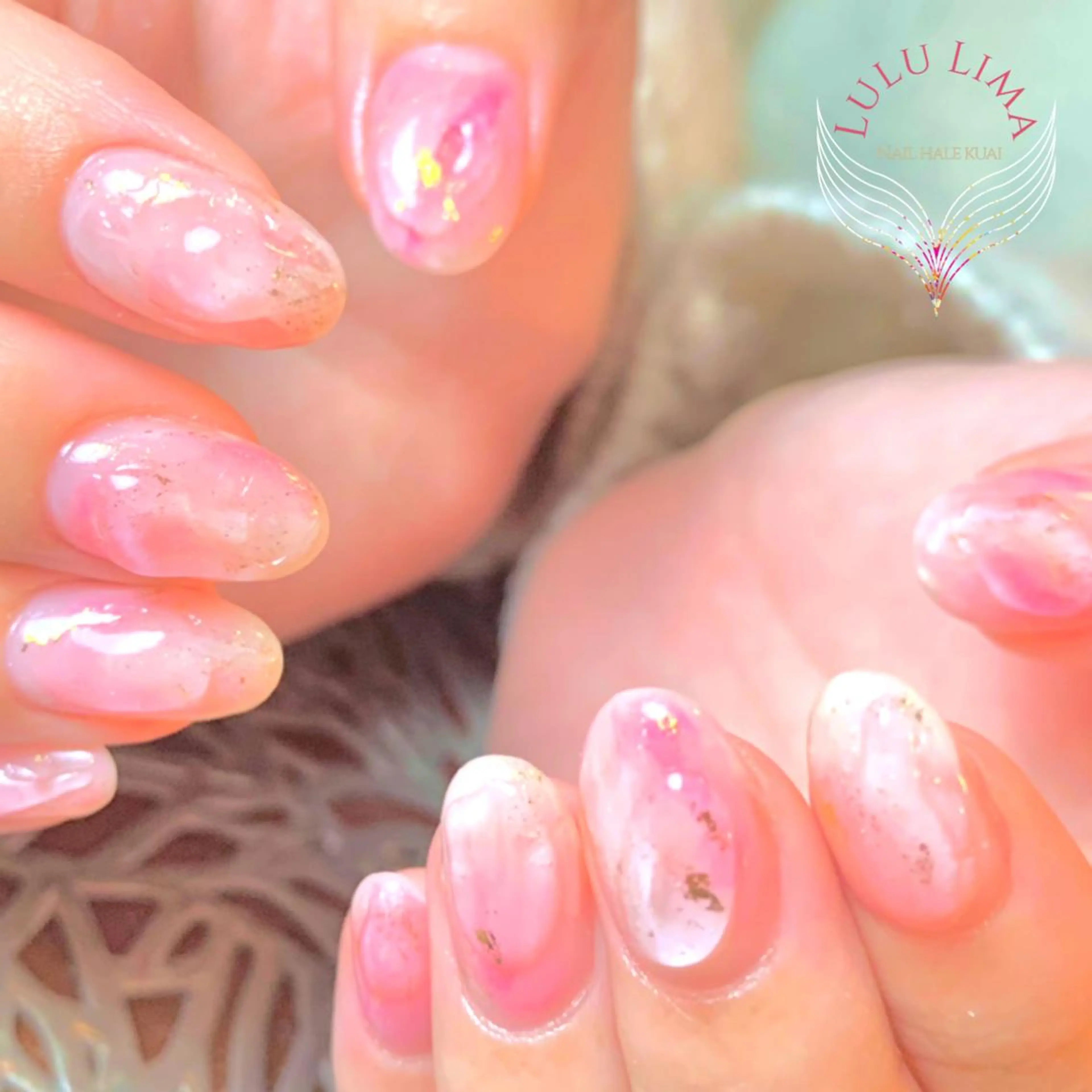 ネイル クリアネイル キラキラネイル ピンク ハンドネイル ハンドケア LULU LIMAのネイルデザイン