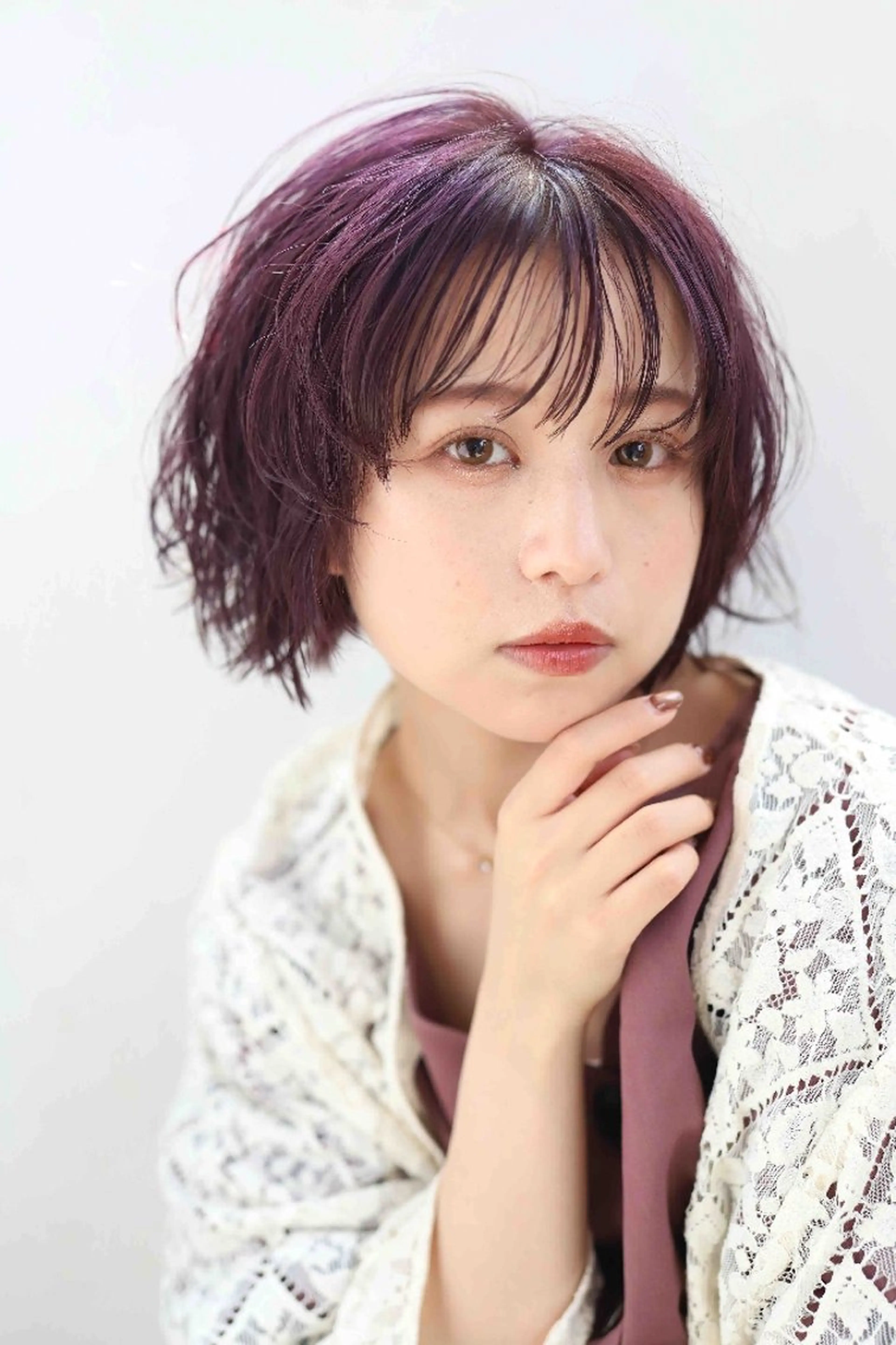ショート カラー カシス ピンクカラー カット ヘアカラー トリートメント Culumi クルミ 松井照雄/梅田茶屋町のヘアスタイル