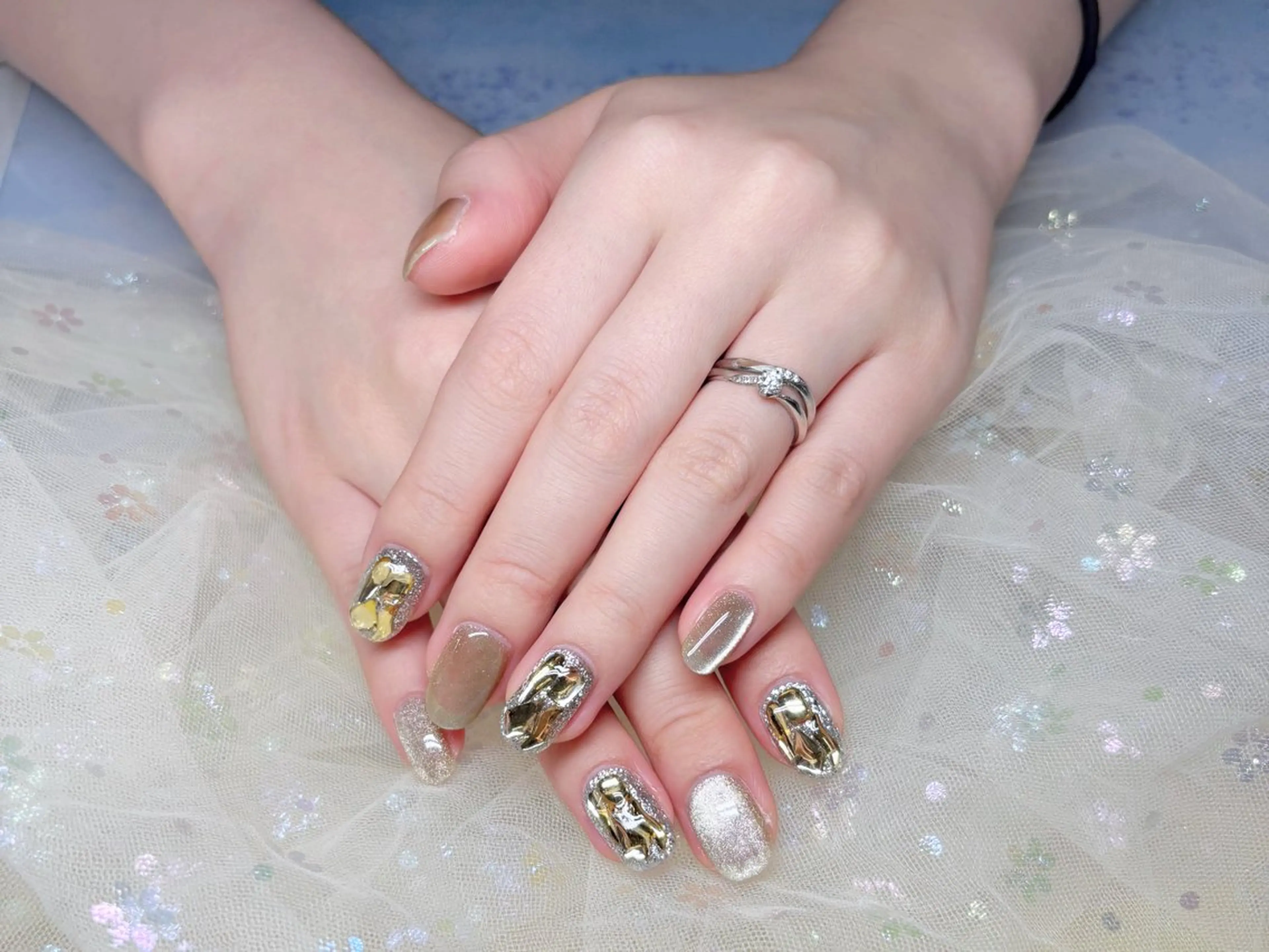 ネイル ハンドネイル H3 Nail Tsuki🦋💙のネイルデザイン